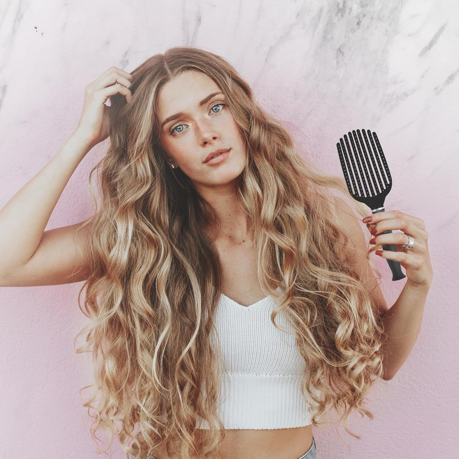 Kareco Tangle Buster Brush, Detangler for All Hair Types, Pearl Color image number 4