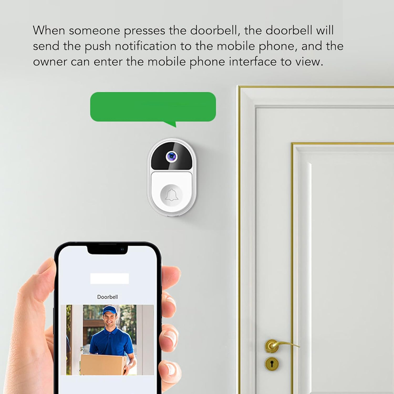 Video Doorbell Wifi Wireless Doorbell Camera with Chime, 1080P HD Night Vision 2 Way Audio 90&deg; Wide Angle Home Security Camera System, Supports Cloud Storage, Easy Installation image number 4