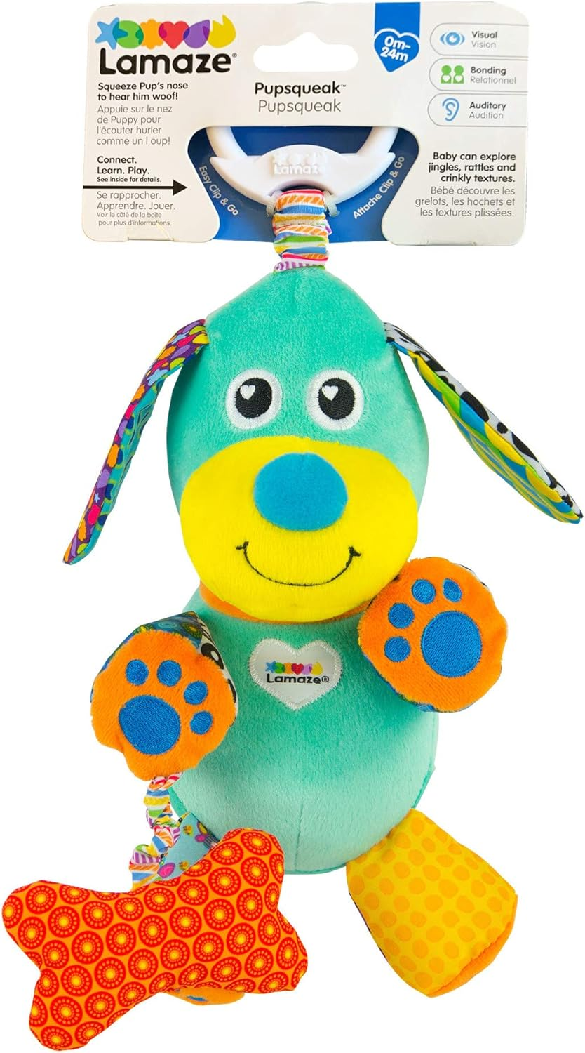 Lamaze Clip & Go Newborn Pram, Stroller High Chair Toy - Pupsqueak&trade; image number 2