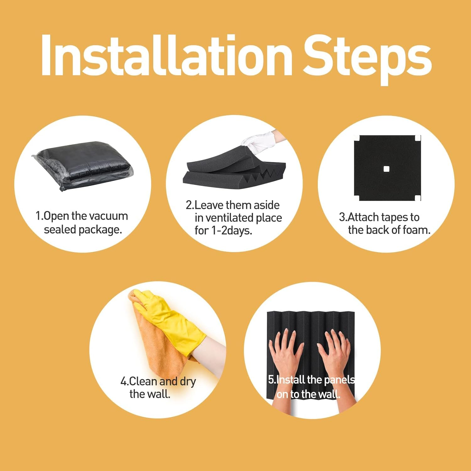 24 Pack Sound Proof Panels, Acoustic Foam Panels 12X12X2 Inches Black Acoustic Panels, High Density Soundproofing Panels, Fire-Retardant Sound Absorbing Foam for Studio Recording image number 6