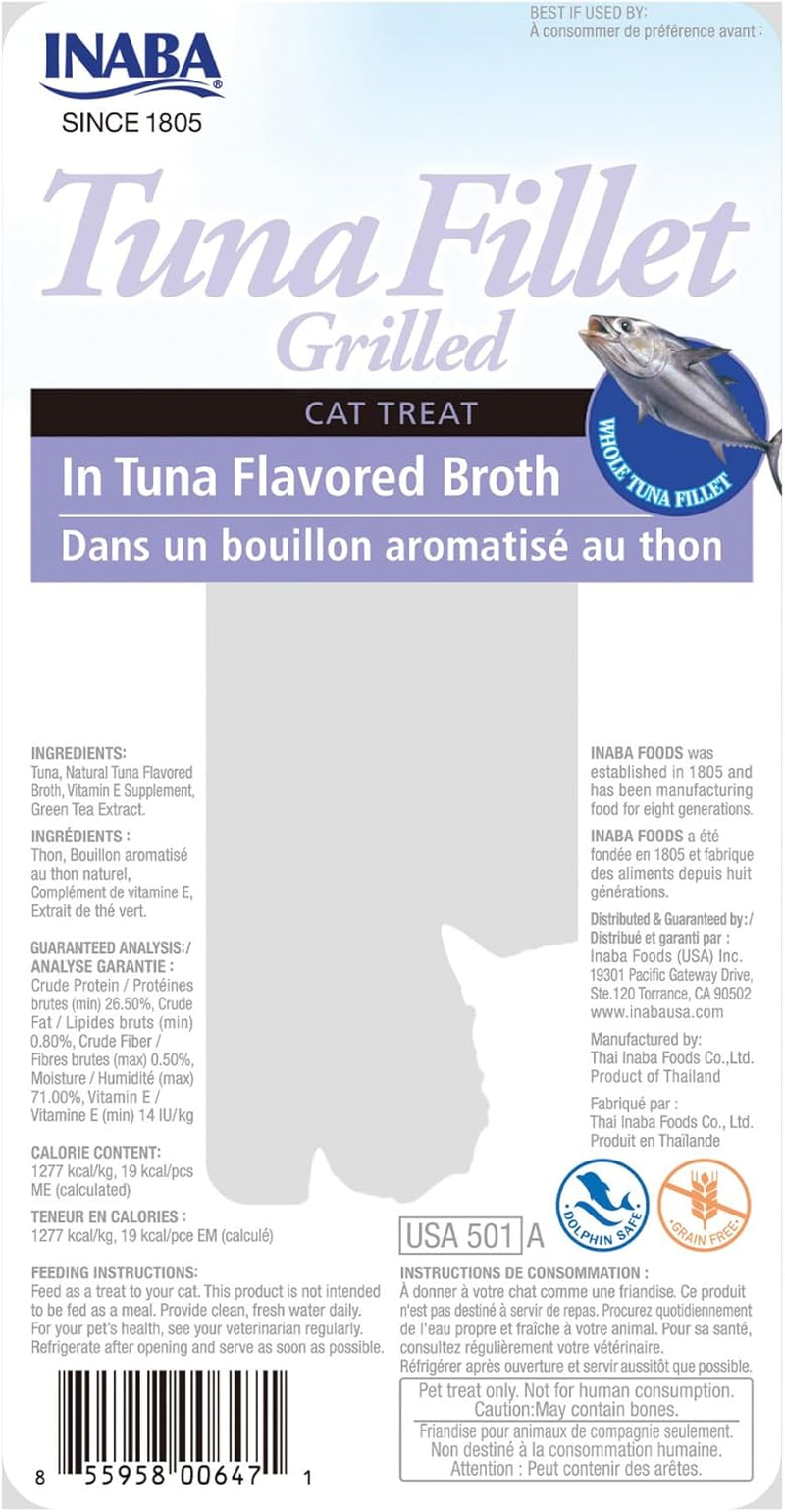 INABA Grilled Tuna Fillet in Tuna Broth 6 Packs, 15 Grams