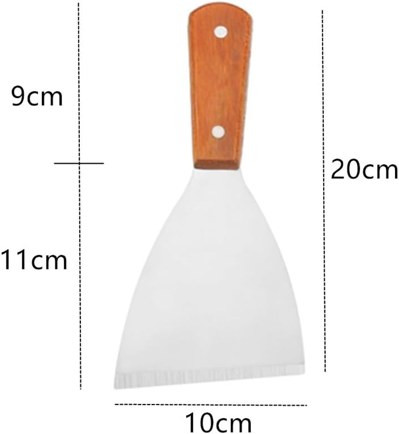 Afzoryxn 2 Pieces Stainless Steel Grill Griddle Scraper with Wooden Handle, Grill Slant Edge Flat Scraper,Grill Griddle Scraper,Barbecue Cooking Shovel for BBQ Grill Teppanyaki Dough Pancake Pizza image number 2