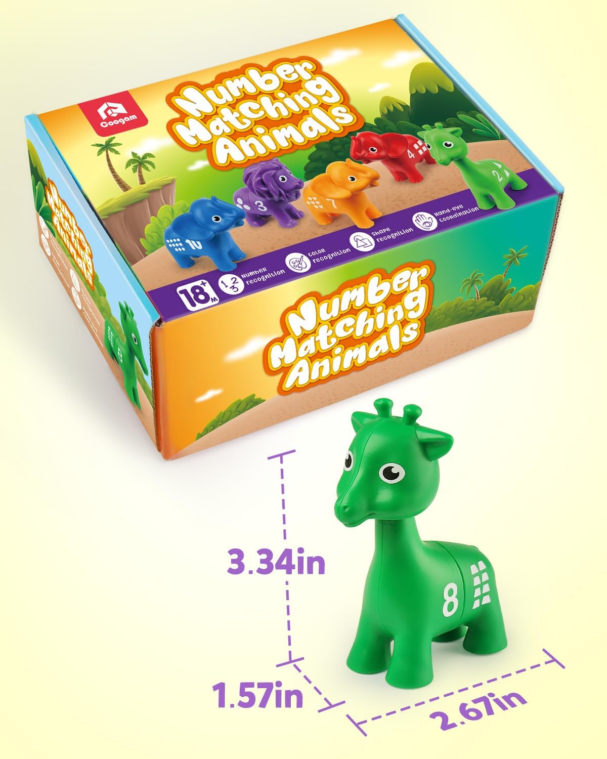 Coogam Number Matching Toy Set, 10Pcs Double-Sided Animal Number Counting Game, Preschool Montessori Fine Motor Skill Mathematics Educational Toys for 3 4 5 Year image number 6