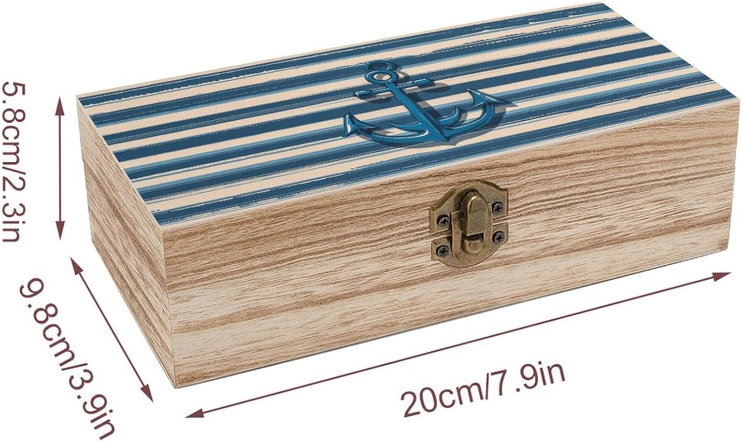 Anchor Wooden Box Wood Wedding Keepsake Boxes with Lids Small Decorative Boxes Lightweight Wooden Memory Storage Box for Crafts Keepsakes Jewelry Photo Letter Storage image number 4