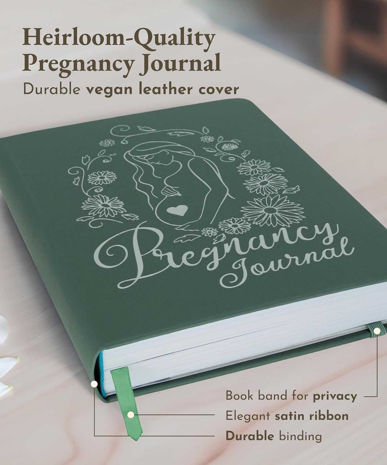Keepsake Pregnancy Journal with Weekly Guides, Milestone Pages, and Gift-Ready Packaging - Beautiful Mom to Be Gift - Premium Pregnancy Gifts for Expecting Mom (338 Pages, Acid-Free Paper, Hardcover) image number 3