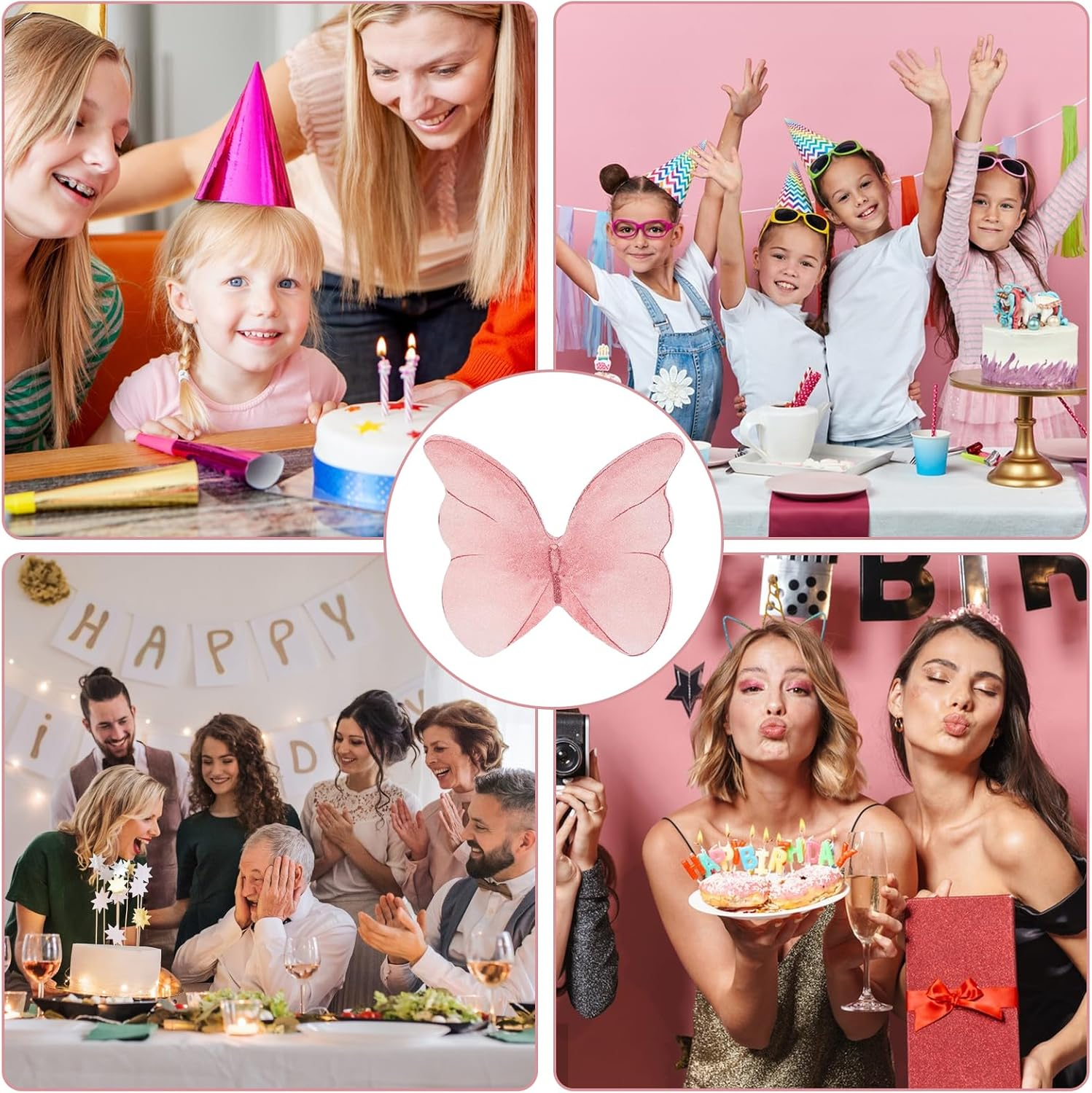 48PCS Edible Butterfly Cake Decorations Wafer Paper Butterflies for Cake Decorating, Vivid Colorful Butterfly Cupcake Toppers for Wedding Birthday Party Cupcakes Decorating Supplies(Pink) image number 5