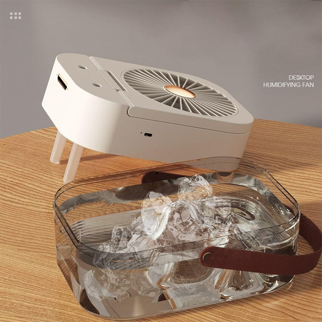 Ideer Life Mist Fan Portable Mini Personal Evaporative Air Cooler Rechargeable (White) - White image number 3