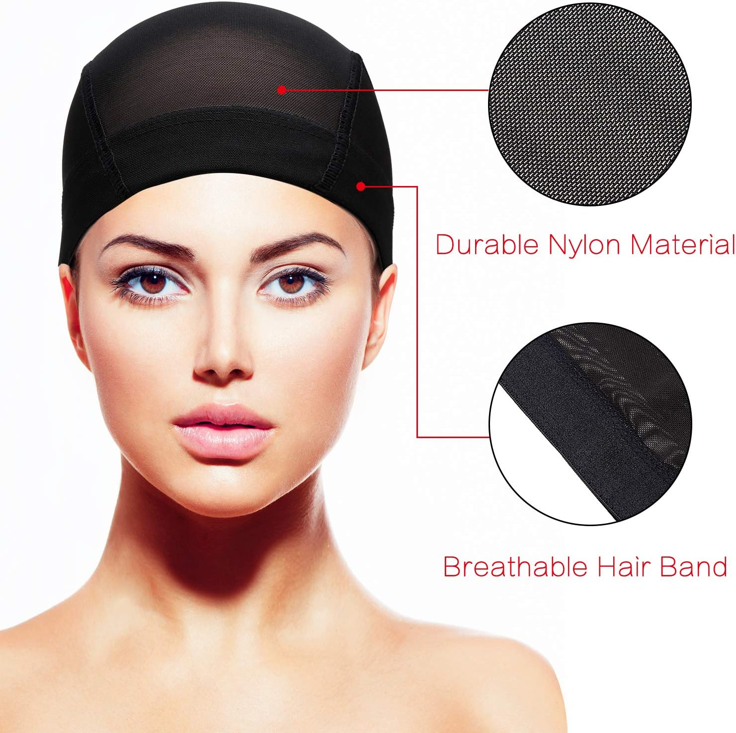 Dome Caps Stretchable Wigs Cap Spandex Dome Style Wig Caps for Men Women 5 Pack Black Mesh Wig Caps - Black image number 6