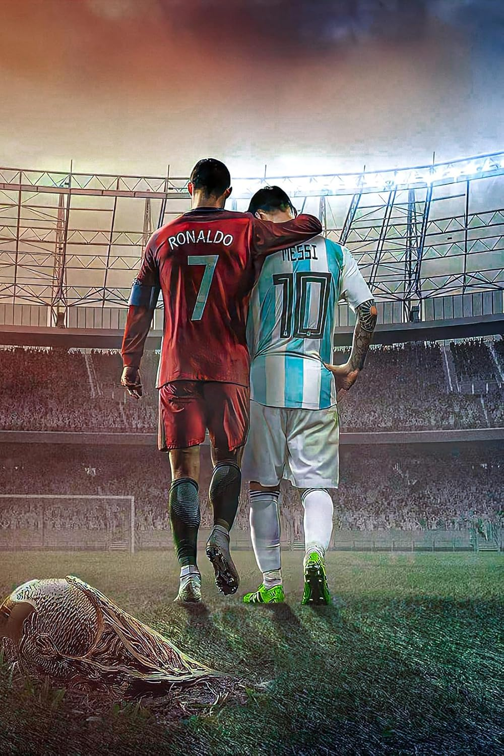 Inspirational Football Poster, Motivational Soccer Star Canvas Mofanmi Art Football Stars Cristiano Ronaldo and Lionel Messi Canvas Poster Art Wall Decor (12In&times;18In, Unframed, Messi and Ronaldo) image number 3