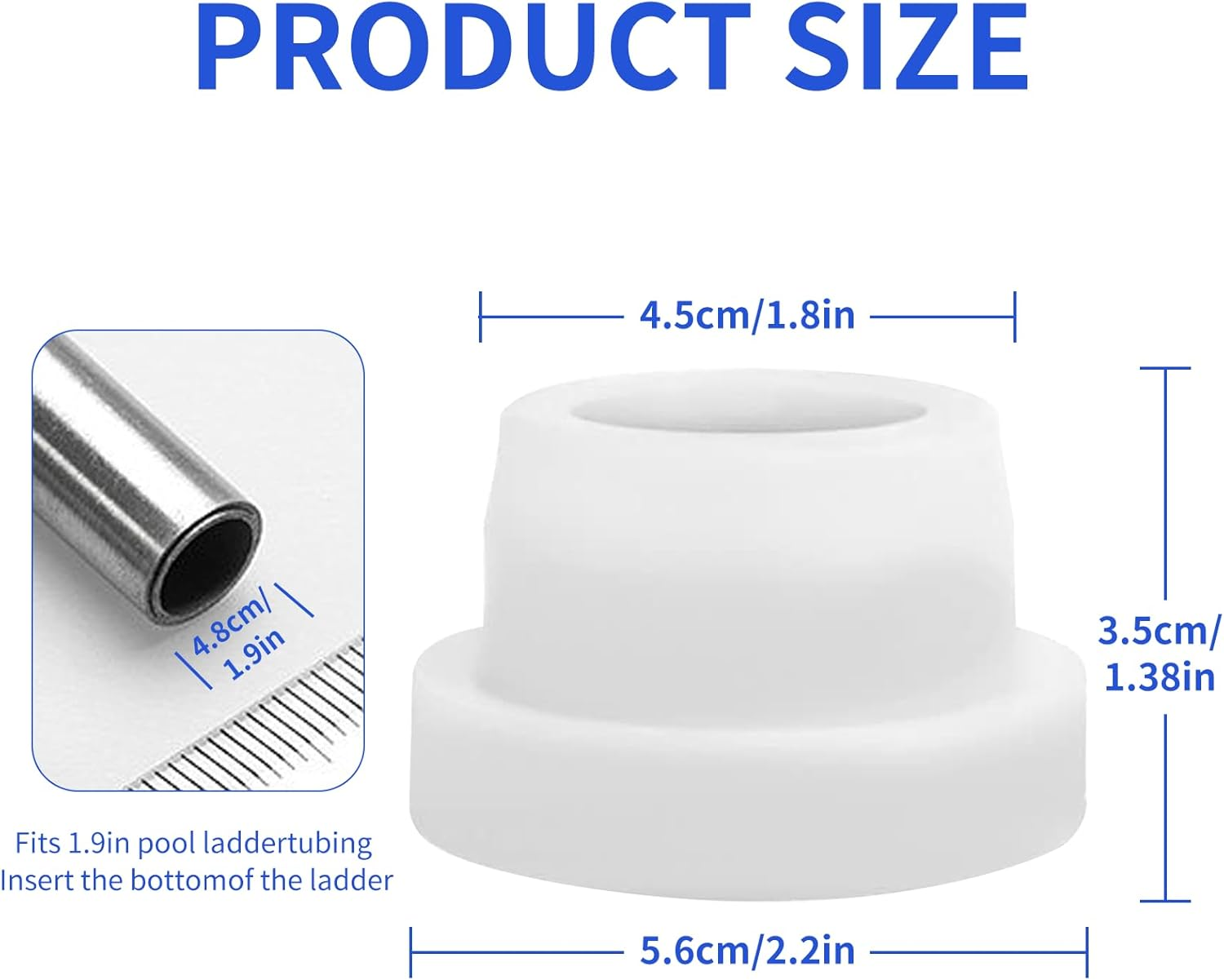 Pool Ladder Bumpers for Inground Pool - Pool Ladder Plugs Fits 1.9&rdquo; Swimming Pool Ladder Tubing - Steps inside Plug Caps for Protect Swimming Pool Liner, Rubber Ladder Foot Cover (2Pack) image number 1