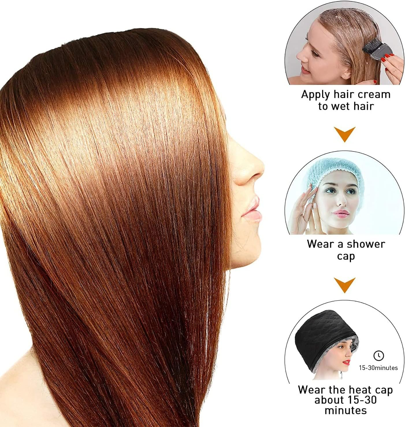 220V Electric Hair Cap,Hair Care Hat,Home Hairs SPA Beauty Cap, Steamer Thermal Heat Cap,Nourishing Hat with 3 Mode Temperature Control Black Includes AU Plug image number 4