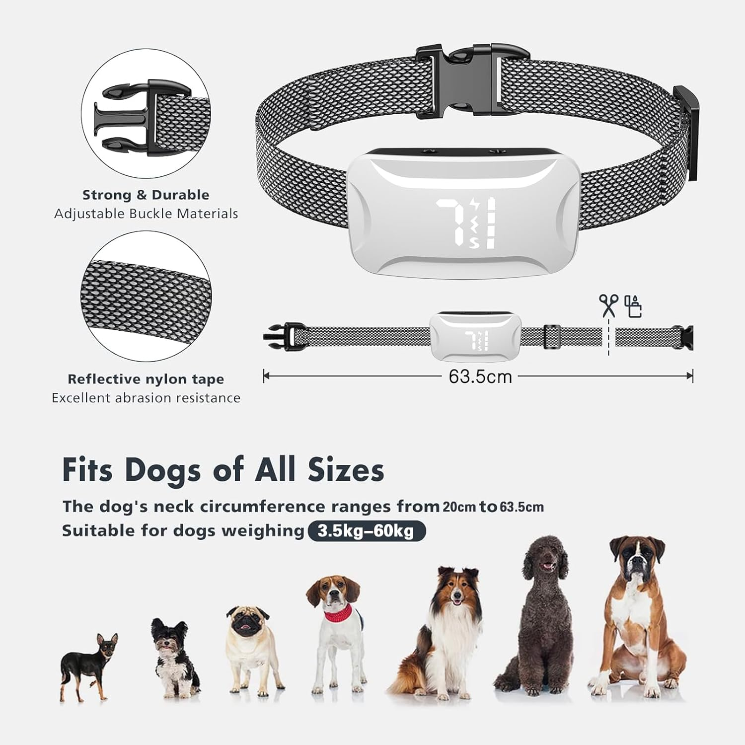 XIULIUU Dog Bark Collar, Rechargeable Smart Dog Shock Collar, anti Barking Training Collar with 7 Adjustable Sensitivity Beep Vibration Shock, Bark Collar for Large Medium Small Dogs image number 6