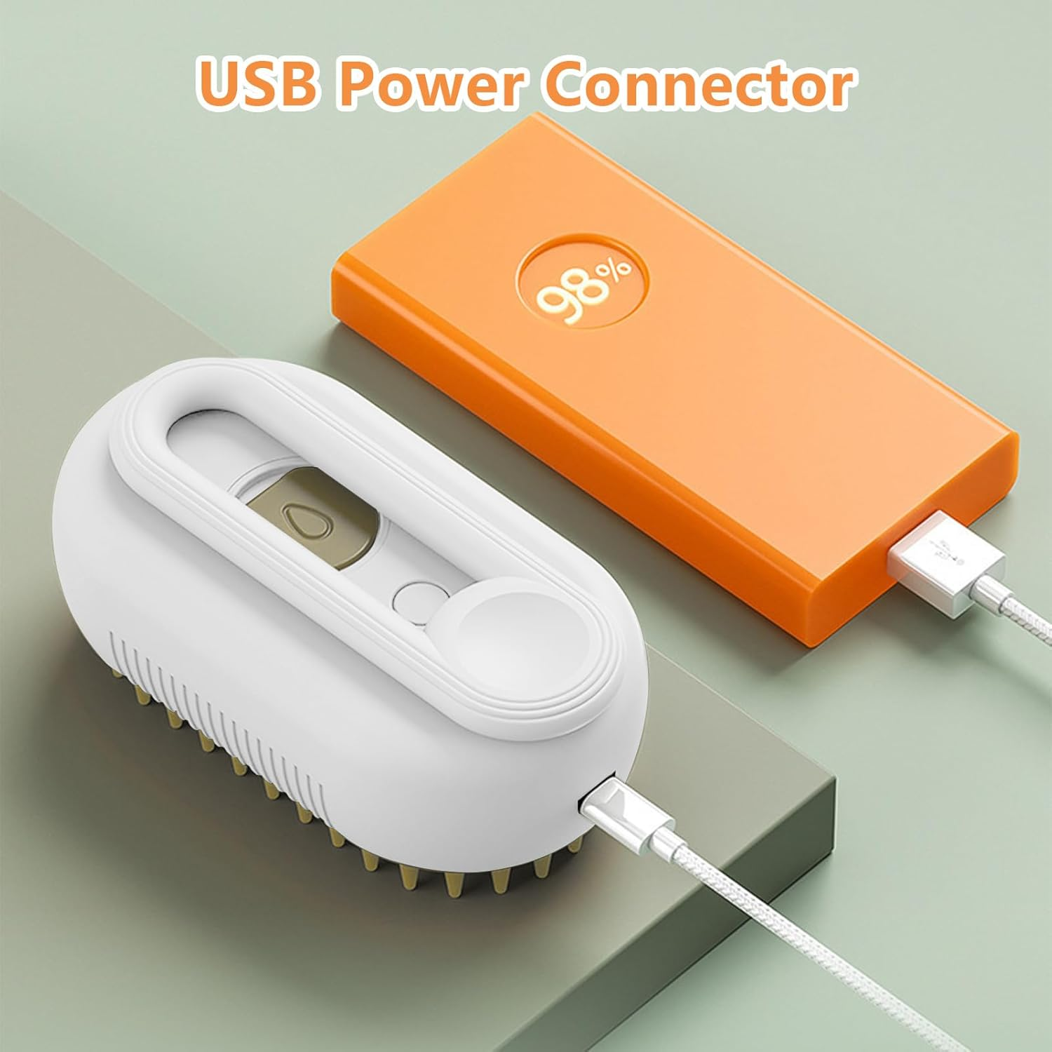 Cat Steam Brush for Cat and Dog, Rechargeable Pet Steam Groomer Comb with 360&deg; Rotating Handle, Steamy Cat Grooming Brush for Pet Long Haired & Short Haired Shedding image number 5