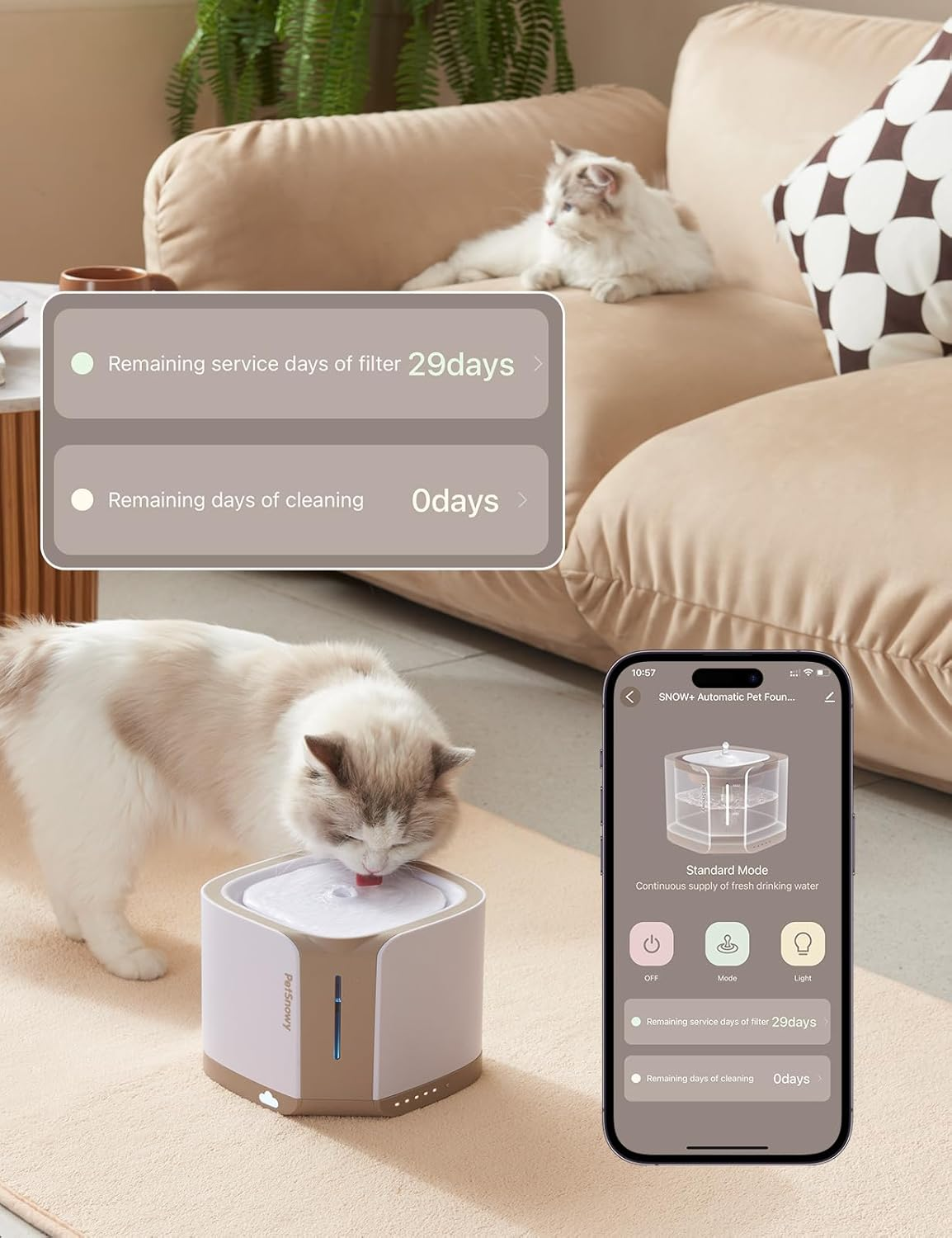 Petsnowy Filter for Cat Water Fountain, Compatible with 68Oz/2L Cat Water Fountain for Monthly Change, Pack of 3 image number 3