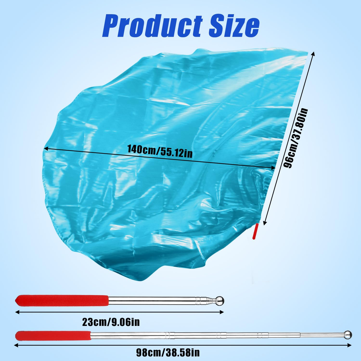 2 Pcs Flags of Worship, 140Cm Dance Flags with Telescopic Flagpole Fake Banners Semicircle Worship Angel Wings Flag for Church Stage Performance (Light Blue) image number 4