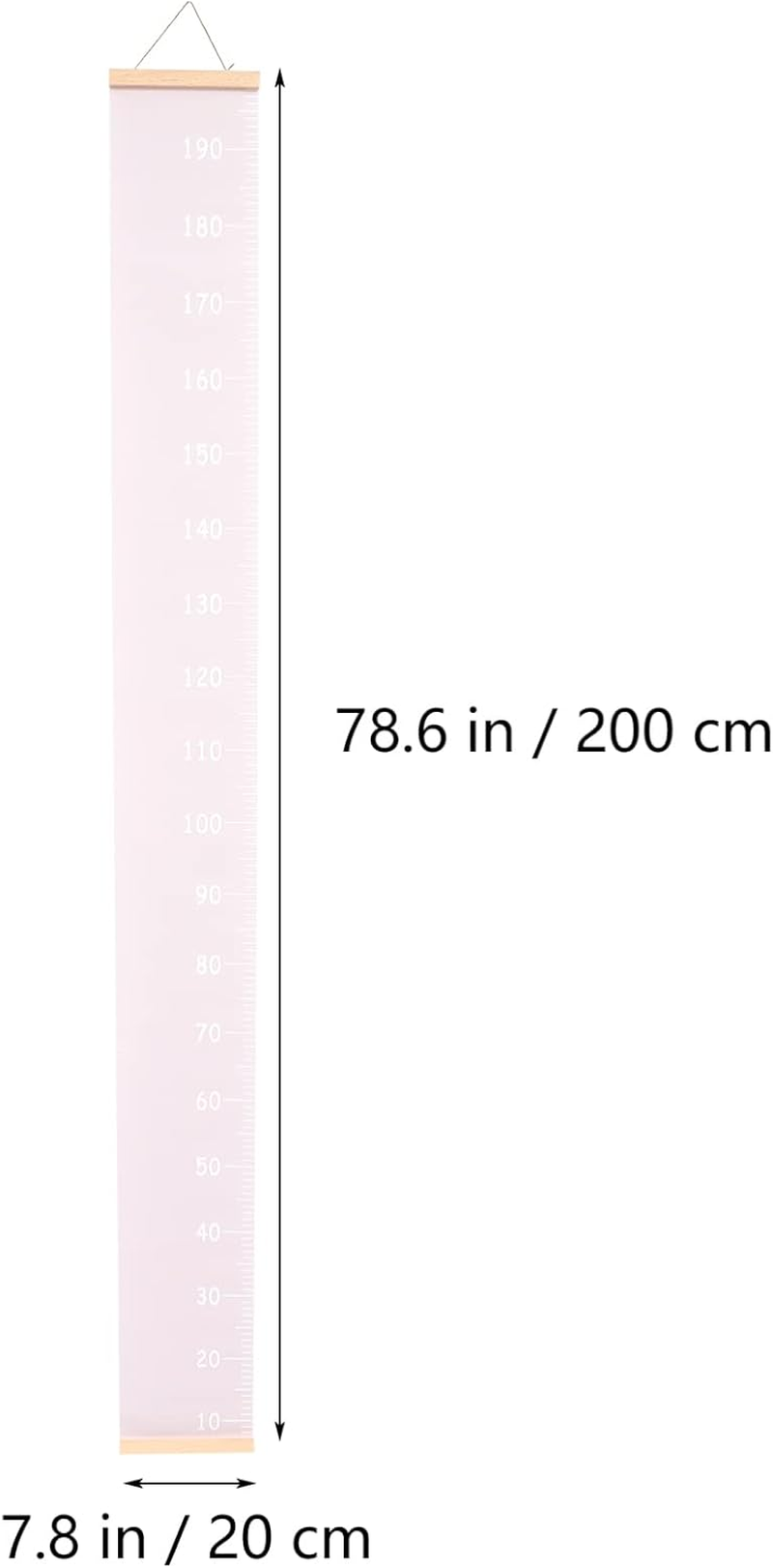 Kisangel Kids Growth Height Chart Canvas Wall Height Ruler Measurement Roll up Nursery Hanging Ruler Handing Ruler Playroom Kids Cloth Cartoon ,Pink