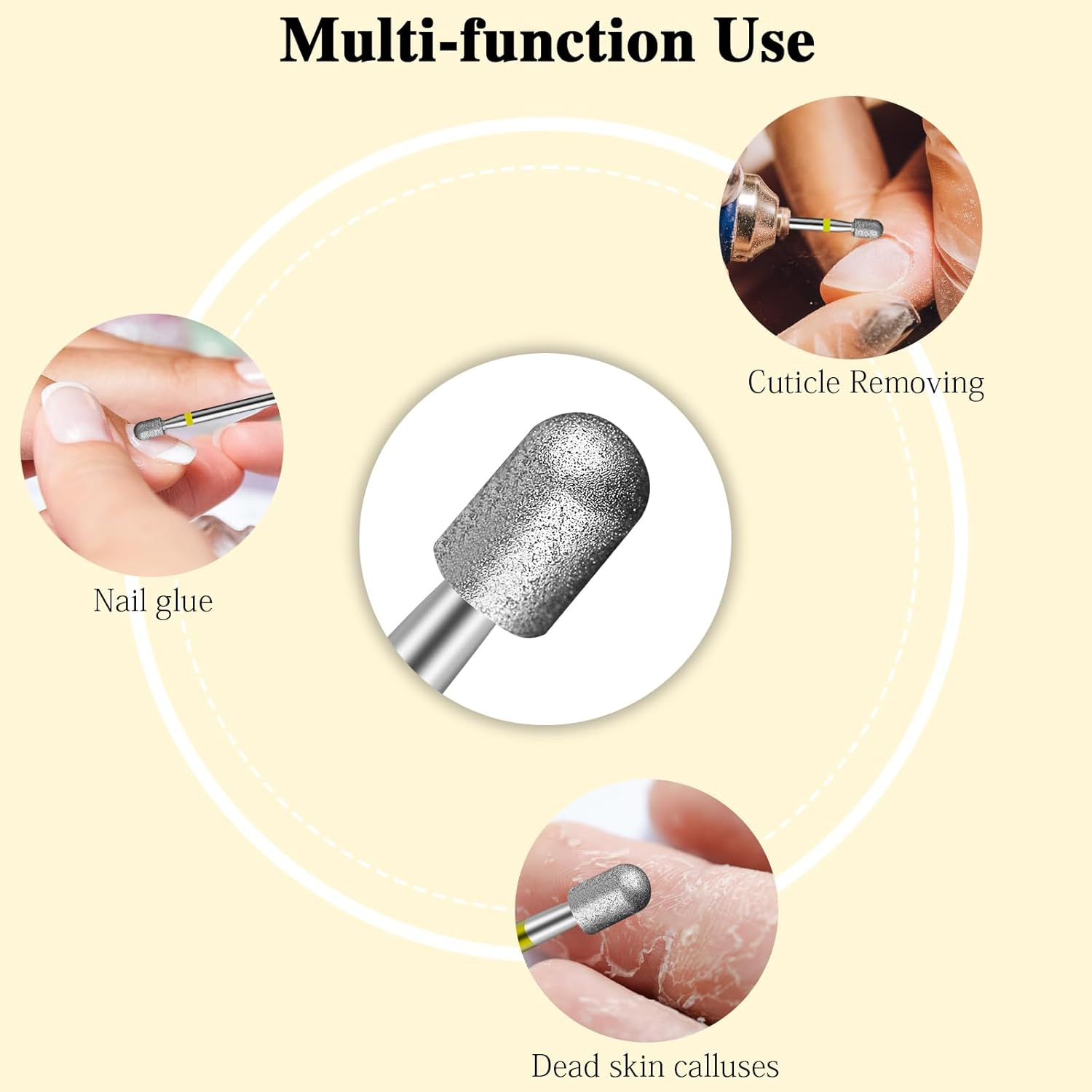 Nail Drill Bit,Cylinder Diamond Carbide Cuticle Remover Bit,3/32" Shank,Professional Diamond Carbide Nail Drill Bit for Acrylic Gel Nails,Home Salon & Diy(Exrta Fine) image number 1