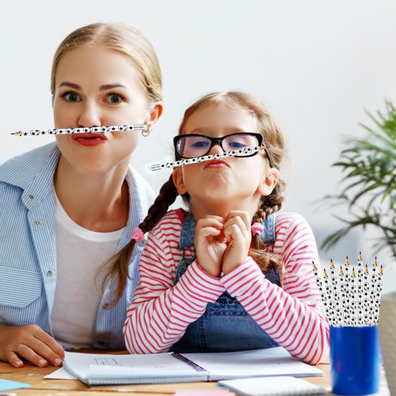 36 Pcs Soccer Pencils Soccer Erasers Sports Pencils with 36 Pcs Sports Ball Erasers Wooden Themed Pencils & Erasers Set for Party Favors, Birthday,School & Office Supplies image number 2