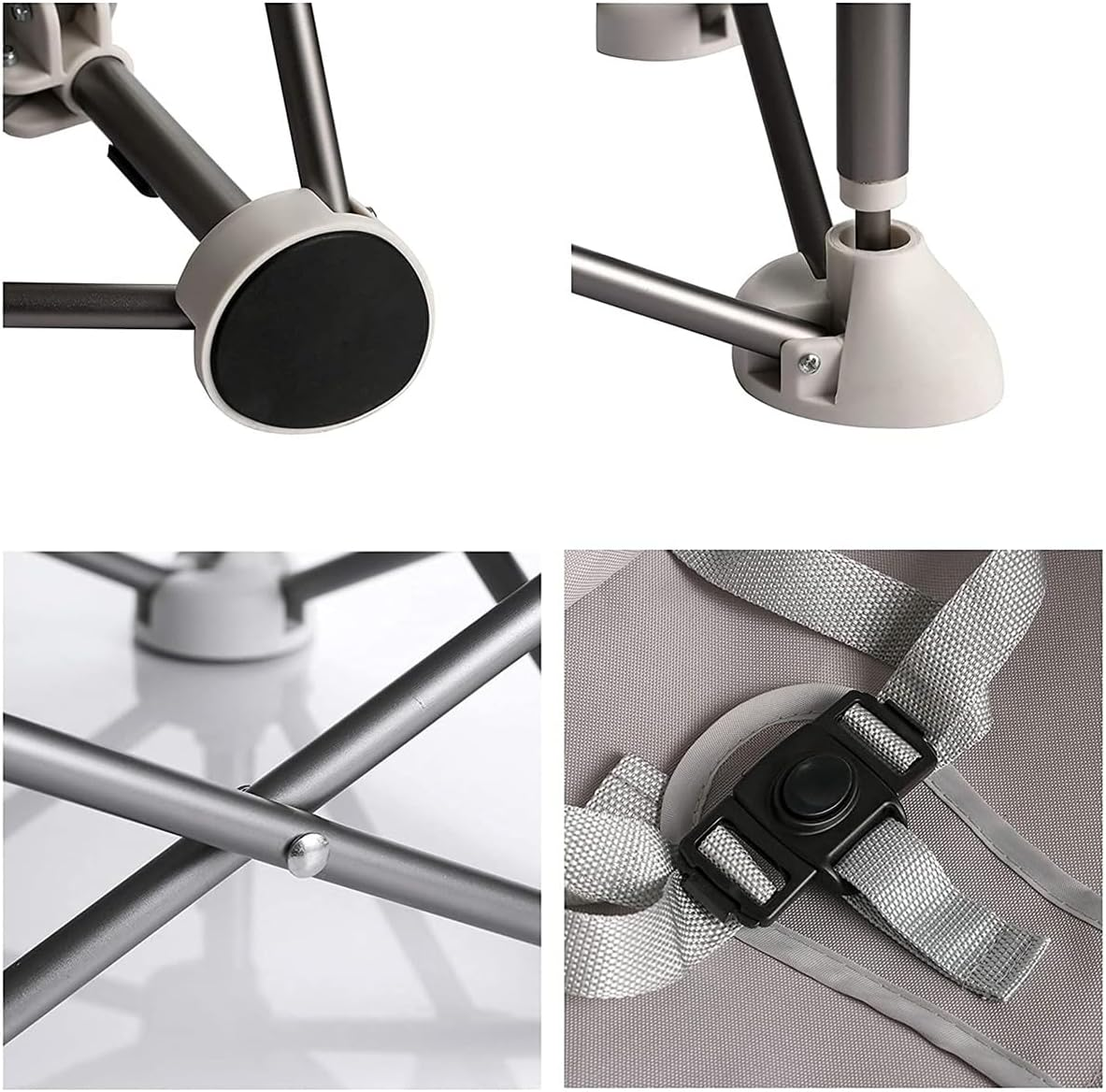 TOMVAES Portable Baby Seat, Baby Booster Seat, Toddler High Chair, Compact Folding Highchair for Indoor Outdoor Dining, Camping, Park, Beach (Gray) image number 3