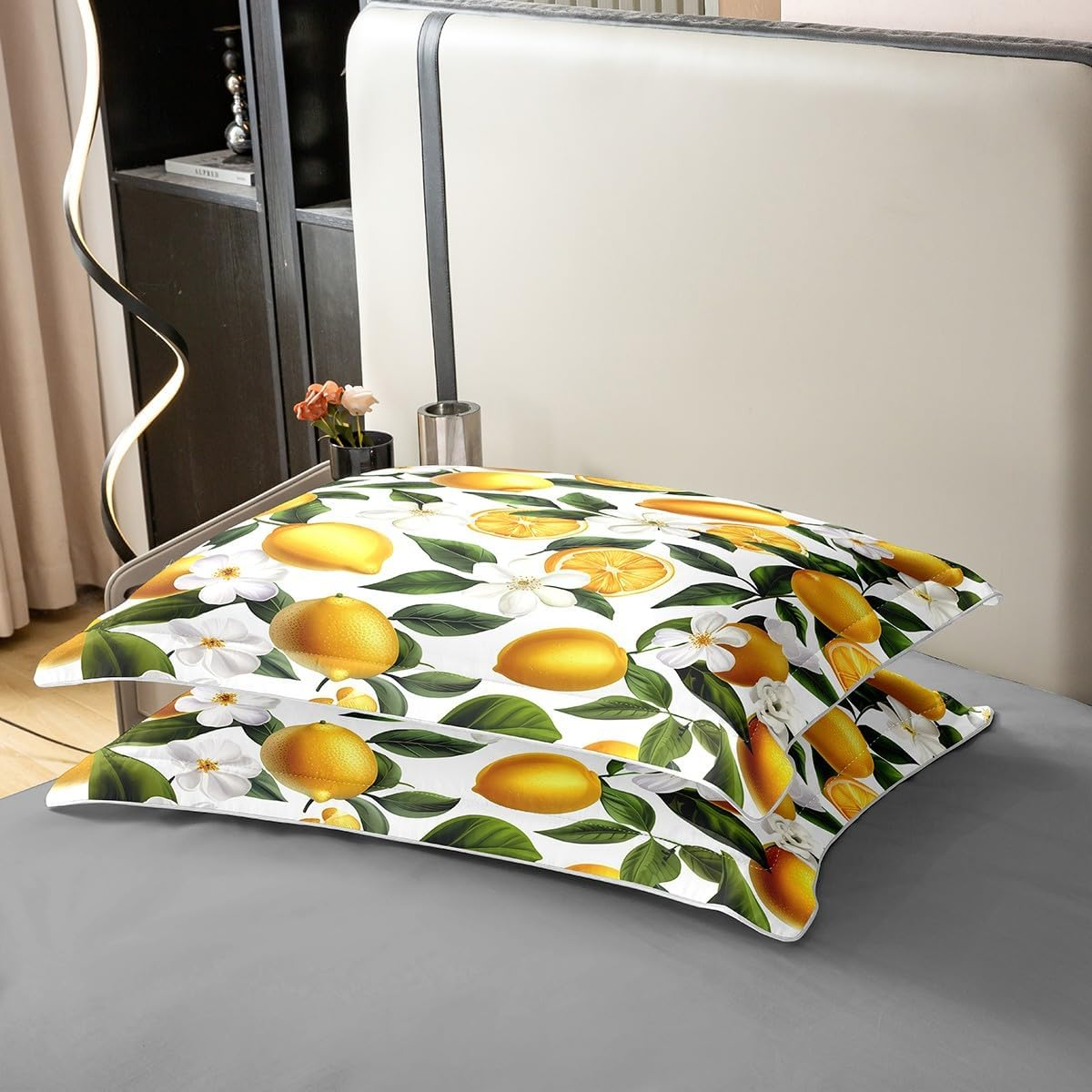 Homewish Lemon Cotton Bedding Set 135 X 200 Cm Summer Fruits Tropical Duvet Cover for Children Boys Girls Botanical Flowers Floral Bed Linen Hawaii Farmhouse Bed Set Modern Bedroom Decor image number 5