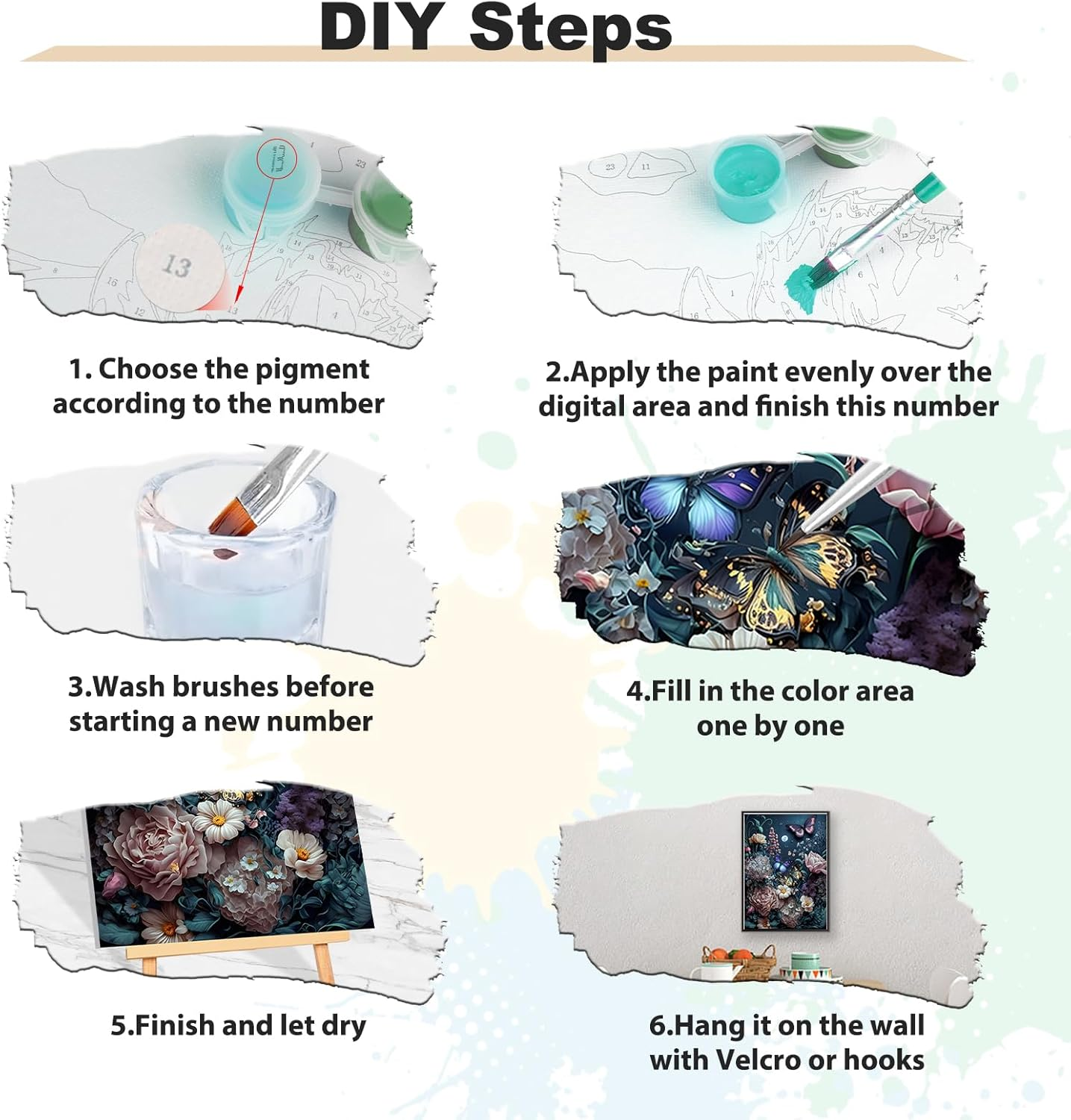 MEIYUDA DIY Paint by Numbers for Adults with Frame Flower, Paint by Numbers Kits Butterfly, Arts and Crafts for Beginner, Paint by Numbers Acrylic Pigment Drawing Paintwork Wall Art 30X40Cm - 02-Florid image number 4