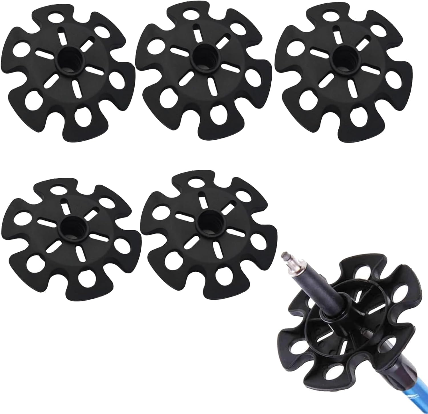 HKYLRAT 6Pcs Ski Pole Baskets Replacement, Snow Baskets for Trekking Poles Walking Stick Tips Trekking Pole Basket Ski Supplies Accessories for Hiking Trekking Walking Poles Outdoor Winter Activities image number 6