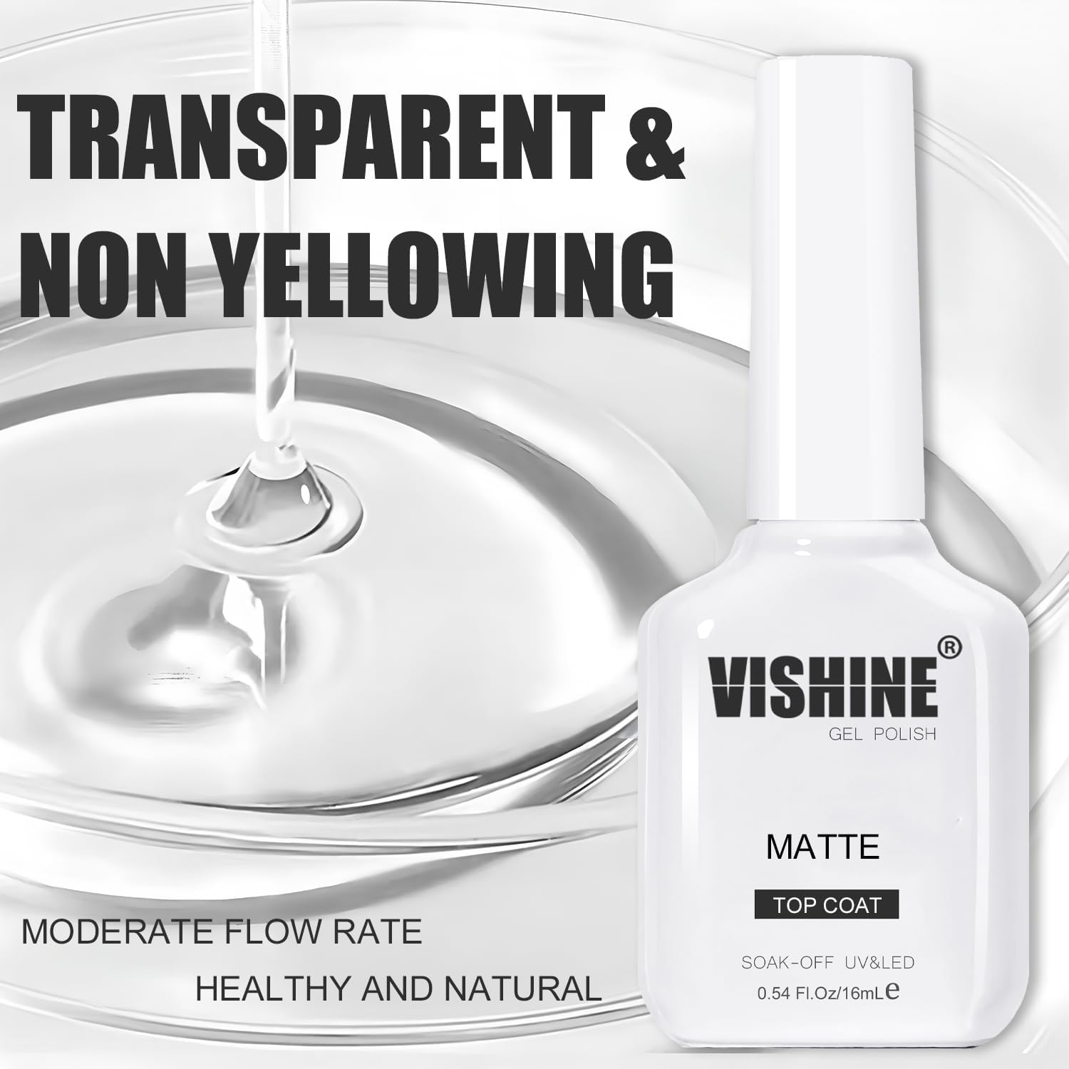 Vishine 2 Pcs 16Ml Matte Top Coat Gel for Gel Nail Polish, Powder-Resist Matte Finish for Detail Chrome Powder Painting Long-Lasting DIY Home Nail Salon image number 5