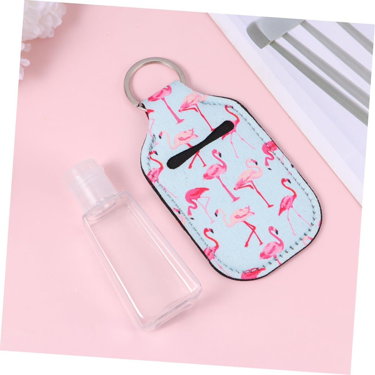 Healeved 3 Set Refillable Empty Bottles with Neoprene Keychain Holders Portable Hand Bottles for Soap Lotion and Liquid Travel Carriers and Stylish Covers image number 5