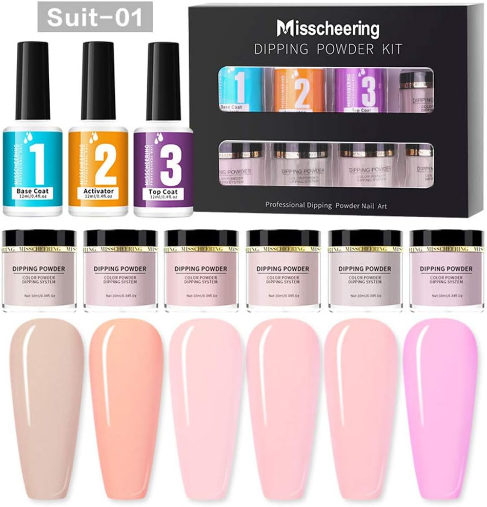 Dipping Nail Powder Kit Nail Art Set with Base Top Coat Activator for French Nail Extension Manicure No UV/LED Nail Lamp Needed DIY Nail Art Kit image number 5