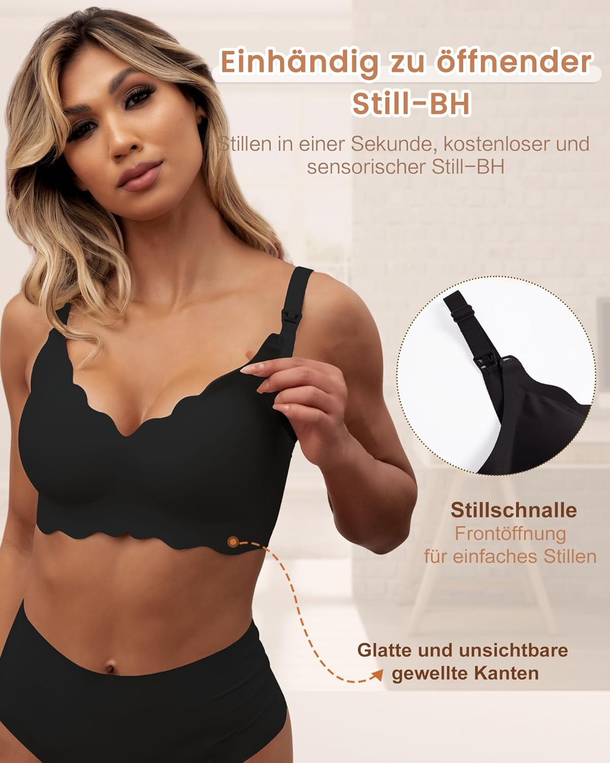 As Fairy Nursing Bras for Breastfeeding, Wireless Seamless Maternity Bra Ultra Comfort Pregnancy Sleep Bralette for Women, Black Double Front Shaft, S image number 6