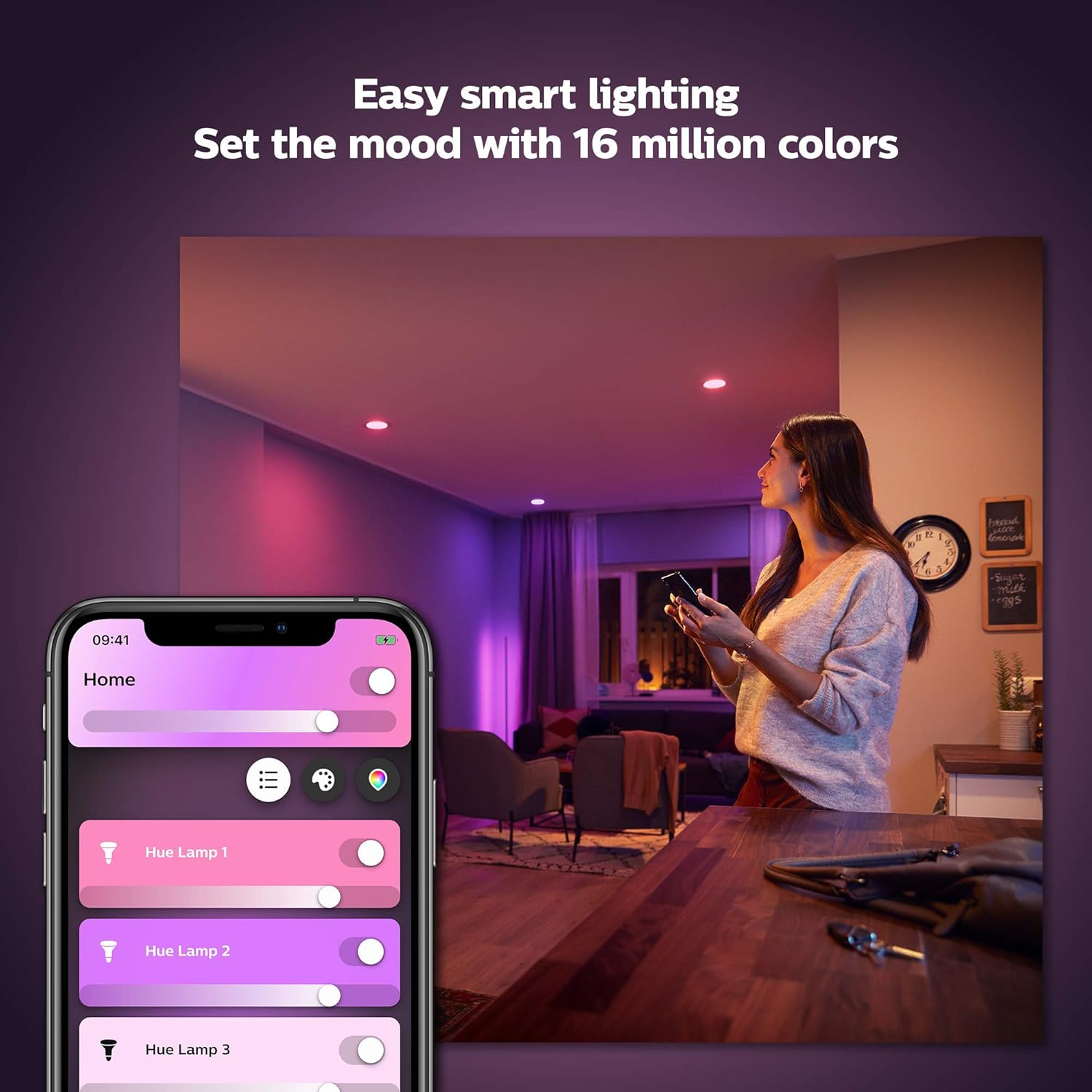 Philips Hue Philips E27 Hue White and Colour Ambiance Smart Bulb Starter Kit - Edison Screw E27 (Compatible with Bluetooth, Zigbee, Amazon Alexa, Apple Homekit, and Google Assistant) image number 6