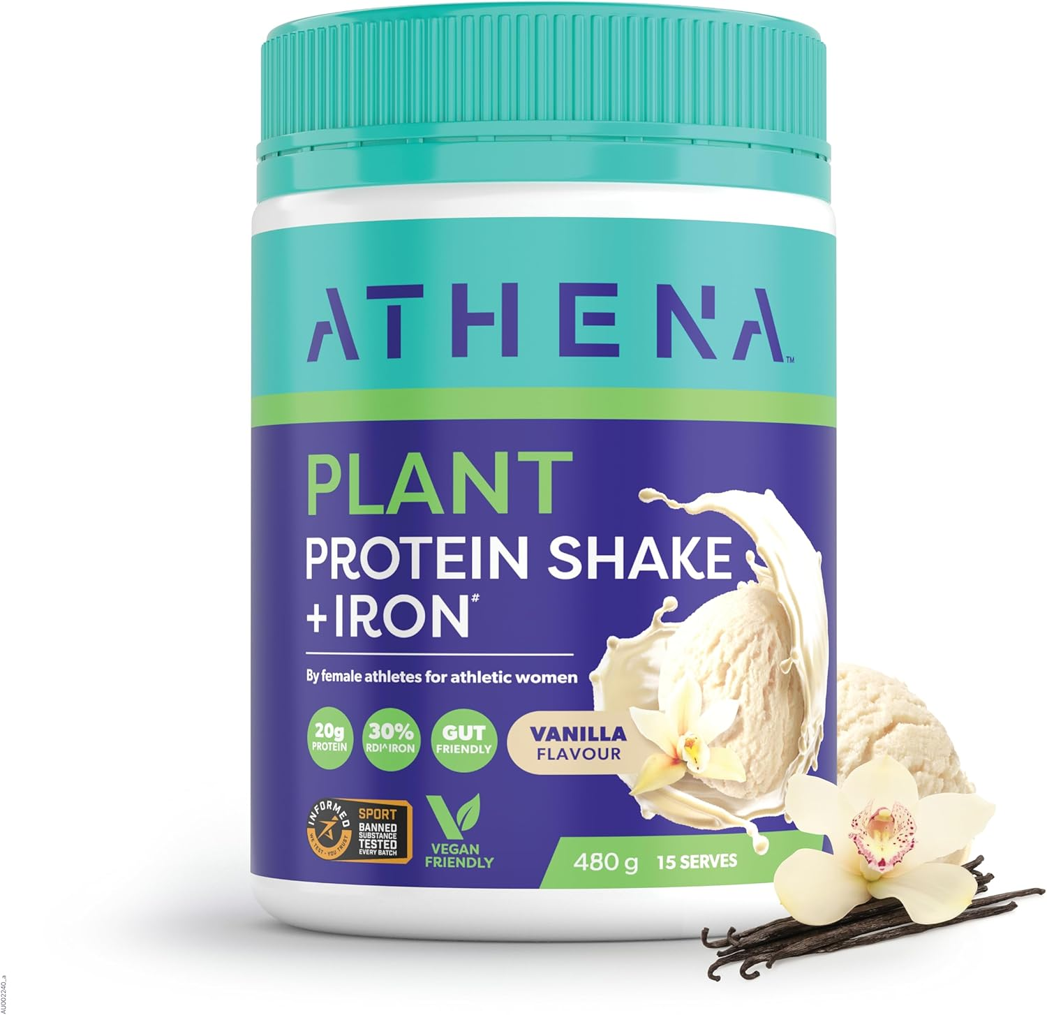 Athena Vanilla Plant-Based Protein Shake with Iron 480G &ndash; Nutrient-Rich Formula for Muscle & Energy image number 4