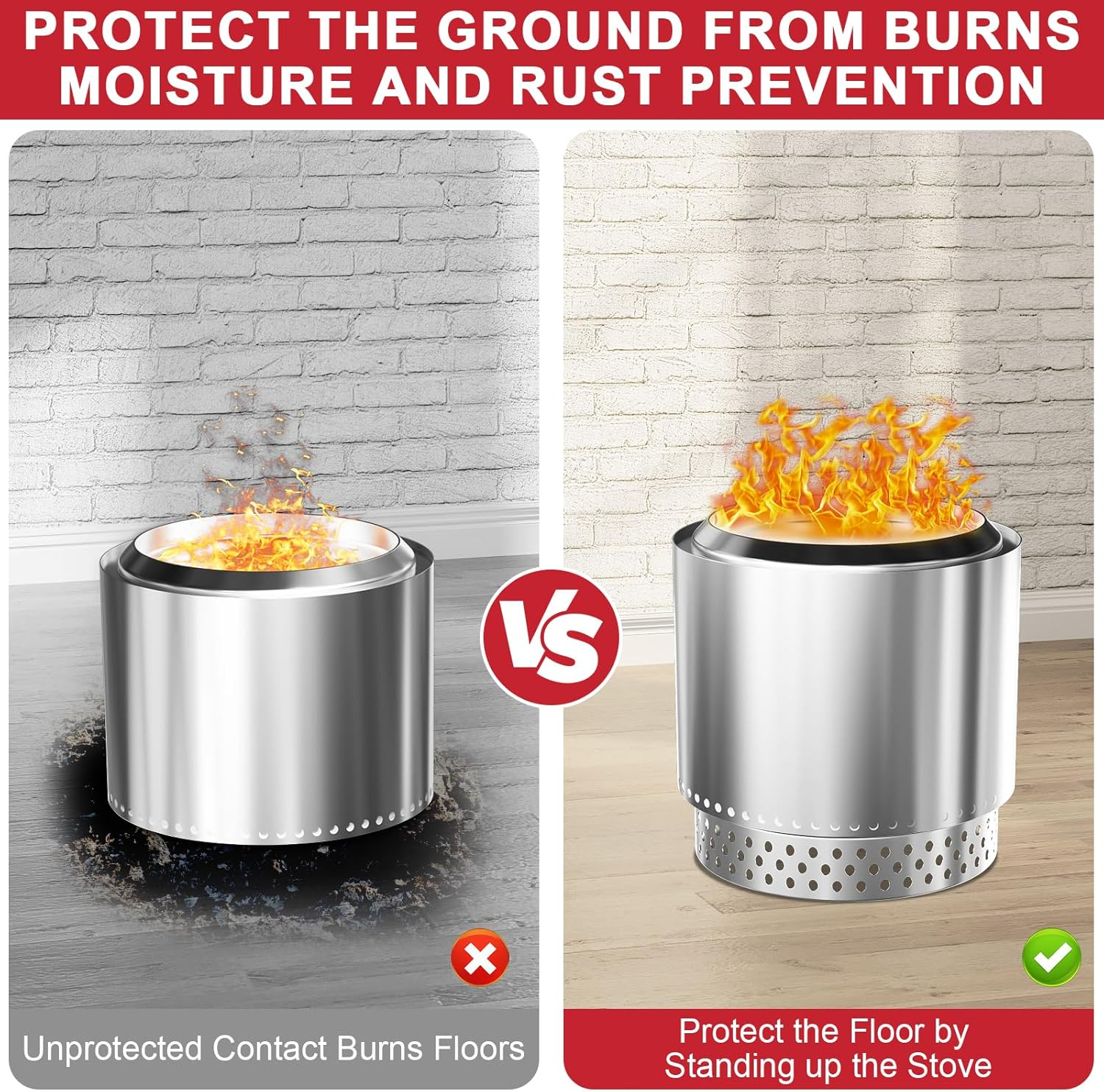 Fire Pit Stand for Solo Stove Bonfire, 19.5" Stainless Steel Firepits Base Accessories for Solo Stove Bonfire 2.0&1.0/Other 19.5" outside Camping Fireplace Stand image number 2