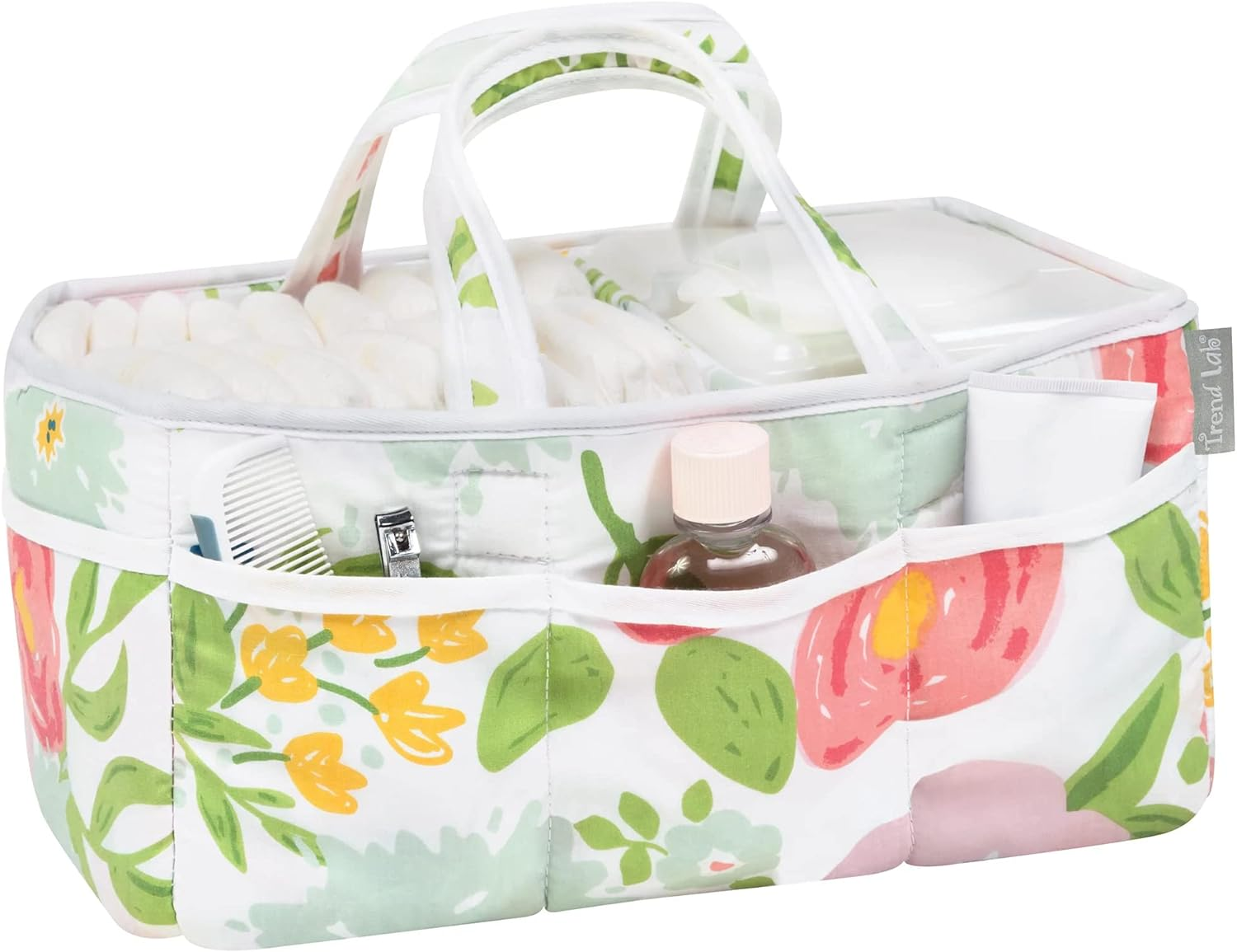 Trend Lab Floral Storage Caddy Diaper Organizer for Baby Nursery and Changing Table Accessories, 12 in X 6 in X 8 In image number 1