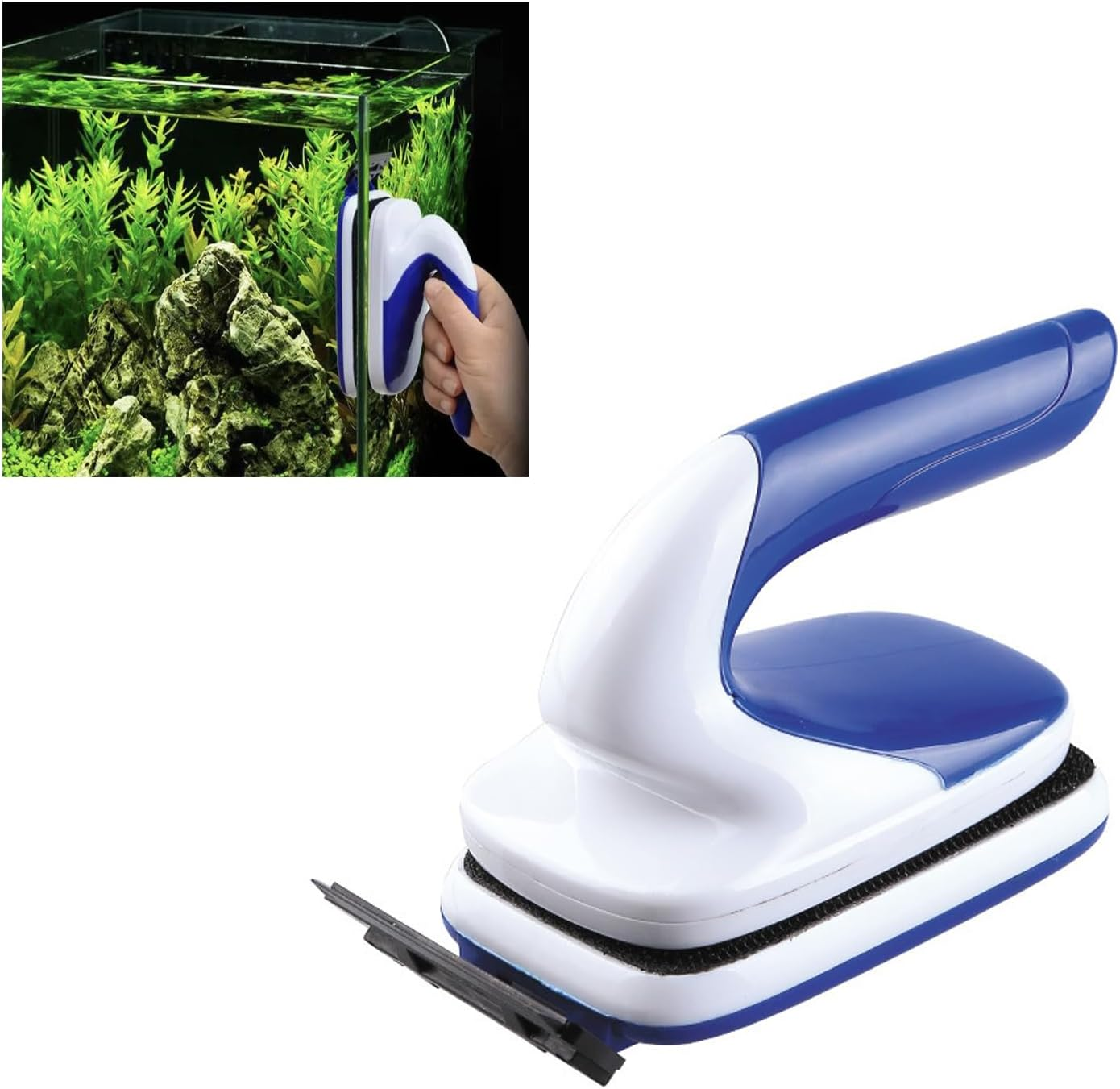 Magnetic Aquarium Fish Tank Glass Algae Scrapers Glass Cleaner Scrubber Clean Brush with Ergonomic Handgrip Design [Floating,Scratch-Free,Non-Slip,Magnetizing] (L)