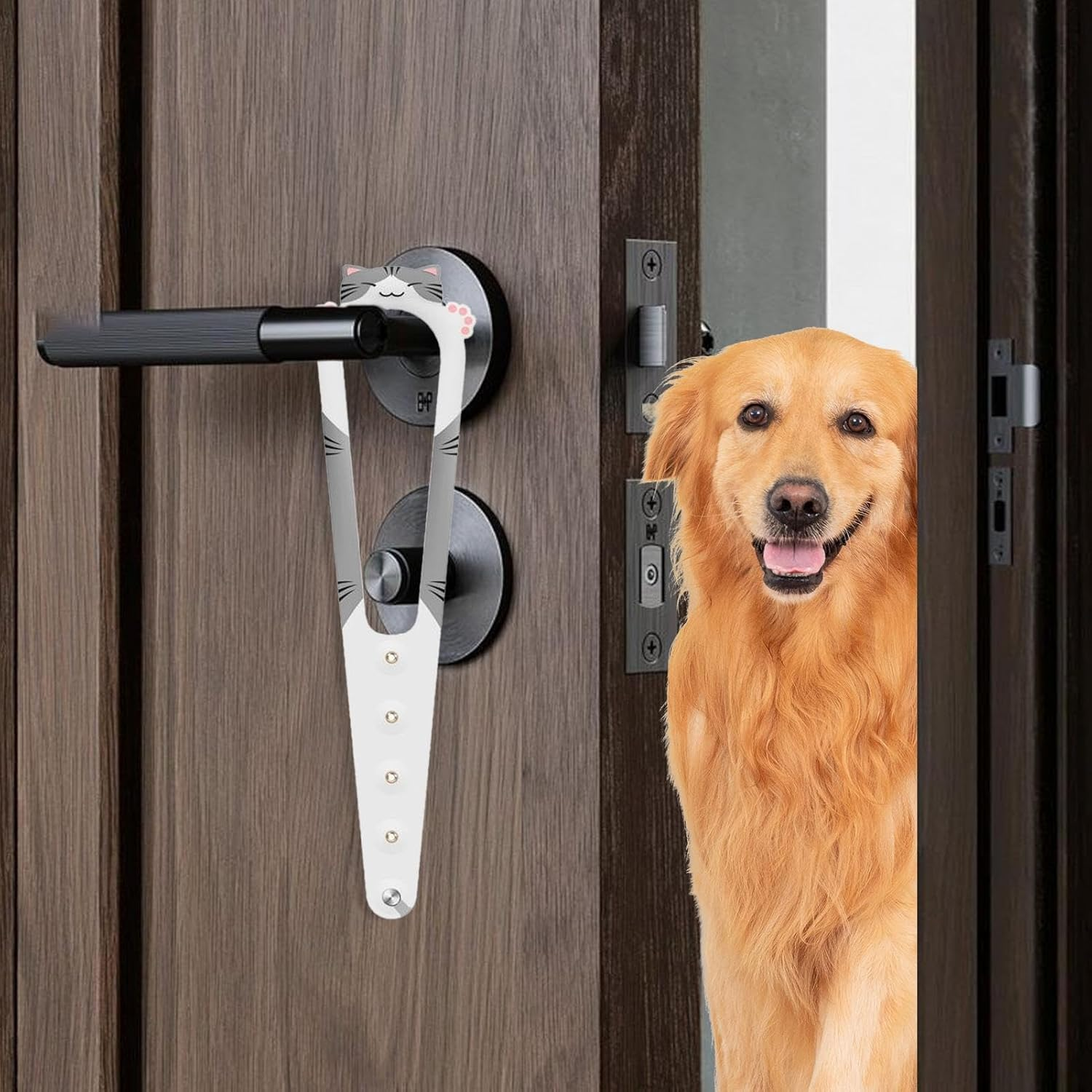 Cat Door Prop,Keep Door Cracked Open for Cat | Portable Pet Supplies Gate Locks for Bedroom Kitchen Living Room and Study Room image number 3