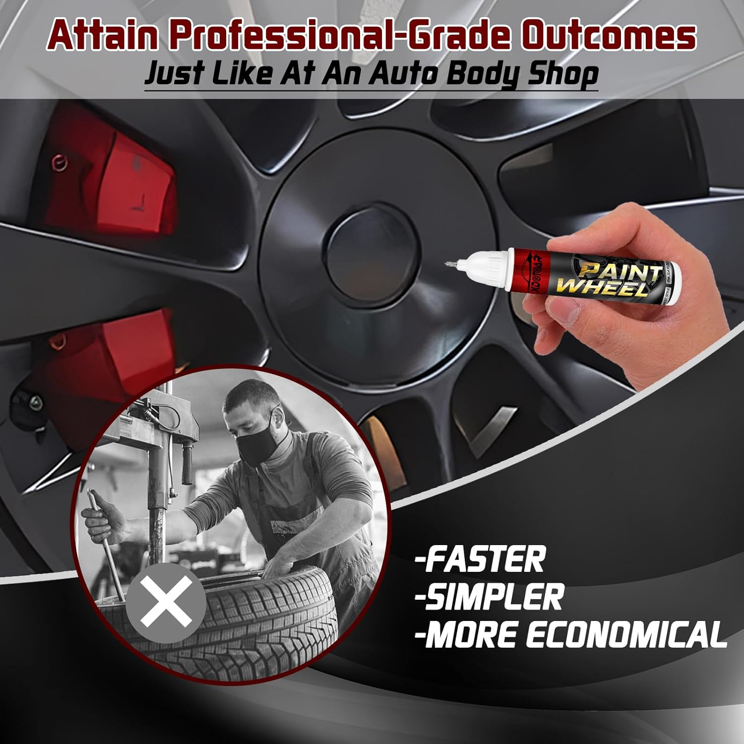 Matte Black Rim Touch up Paint, Efficient Wheel Paint Pen for Metal, Also Match Flat Black, Seamless Repair Car, Faucet and More, Color Accurate, Long Lasting Adhension, Quick Drying, Easy to Use image number 4