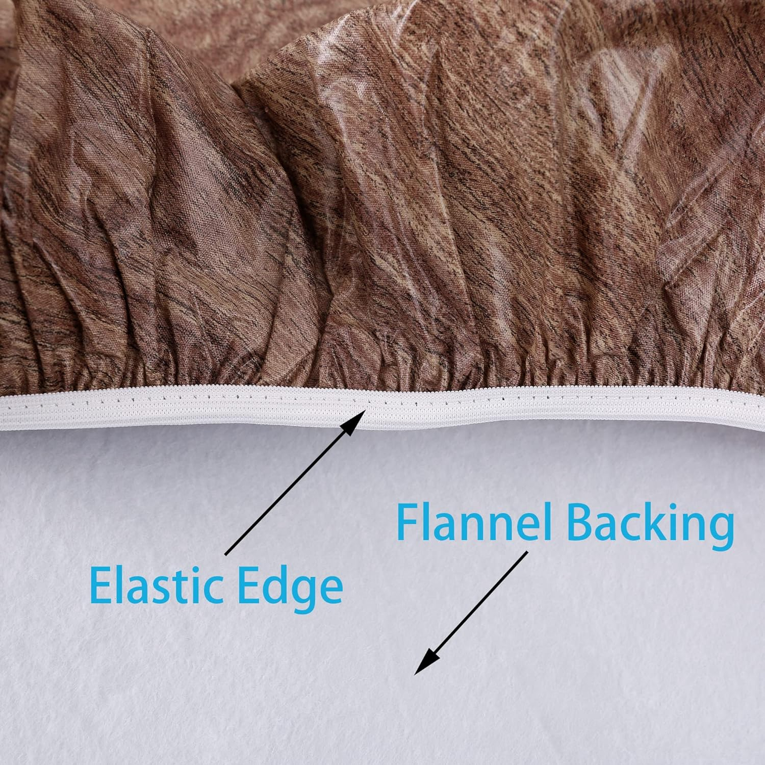 Round Vinyl Fitted Tablecloth with Flannel Backing Elastic Edge Design Table Cover Waterproof Oil-Proof PVC Table Cloth Stain-Resistant Wipeable for round Table image number 2