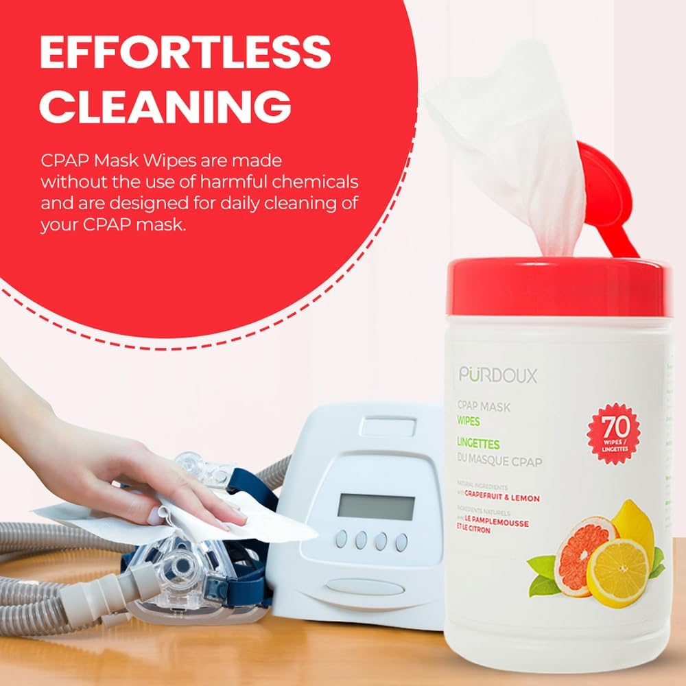 CLEANZEX 100% Cotton CPAP Mask Wet Wipes with Grapefruit Lemon Scent 70 Wipes image number 2