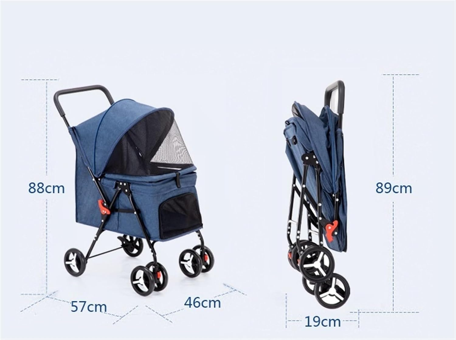Pet Stroller Dog Stroller Cat Stroller Folding Pet Stroller with 4 Wheel Cat Stroller for Travel Walk Dog Stroller for Small Medium Dogs & Cats Dog Pram Dog Cat(Color:Gray) image number 3