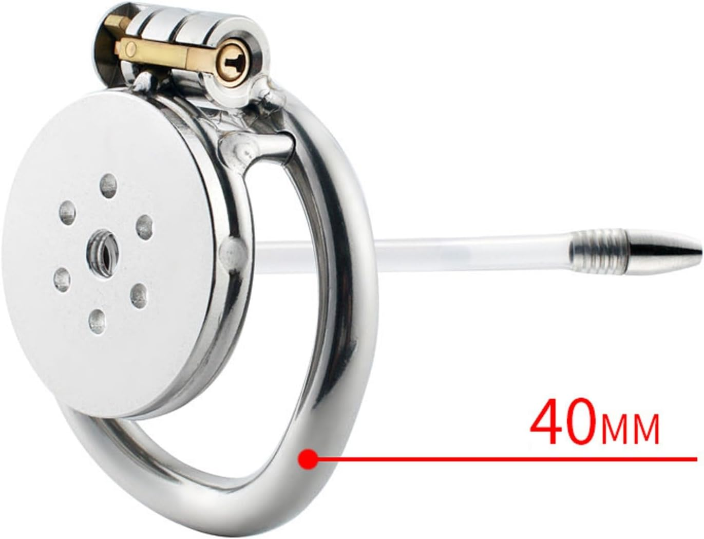 Male Chastity Bondage Cage Metal Penile Lock Stainless Steel Chastity Lock with Hose Penis Bondage Cage 50Mm image number 2