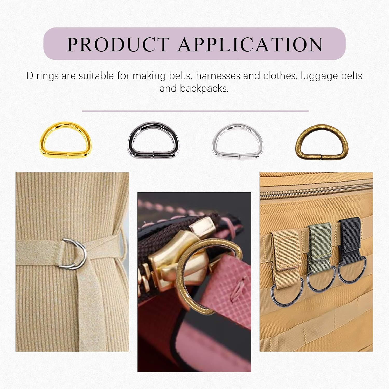 Swpeet 120Pcs 3/4 Inch - 20Mm 4Colors Multi-Purpose Metal D Ring Semi-Circular D Ring for Hardware Bags Ring Hand DIY Accessories (Mixed Color, 3/4 Inch) image number 2