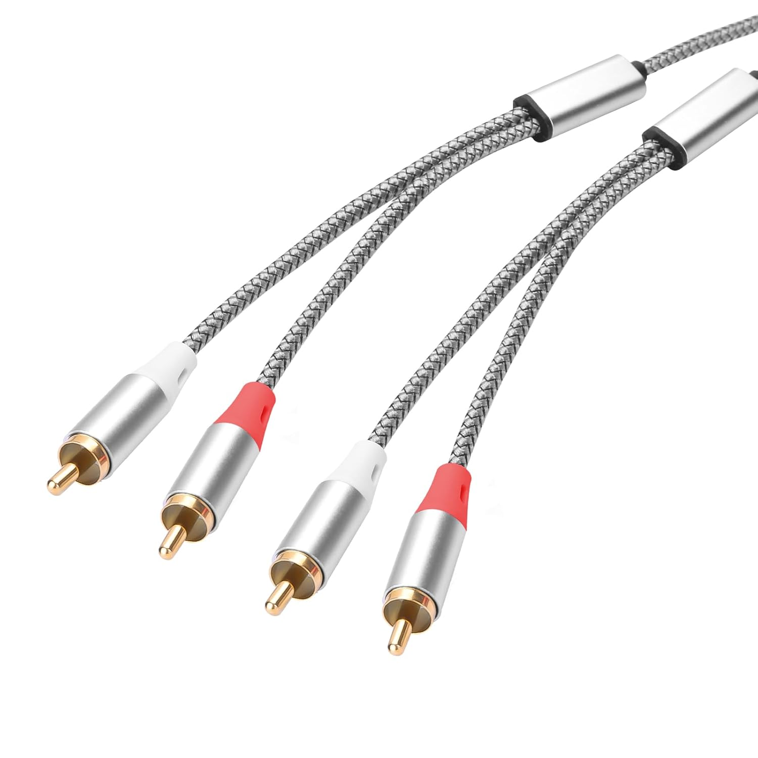 SJINYITONG 2RCA to 2RCA Cable 17.4Ft/5.3M,（Silver/2 Cable） Gold-Plated 2 RCA Male to 2 RCA Male Stereo Audio Cable for Home Theater, HDTV, Amplifiers, Hi-Fi Systems,Speakers and Etc image number 4