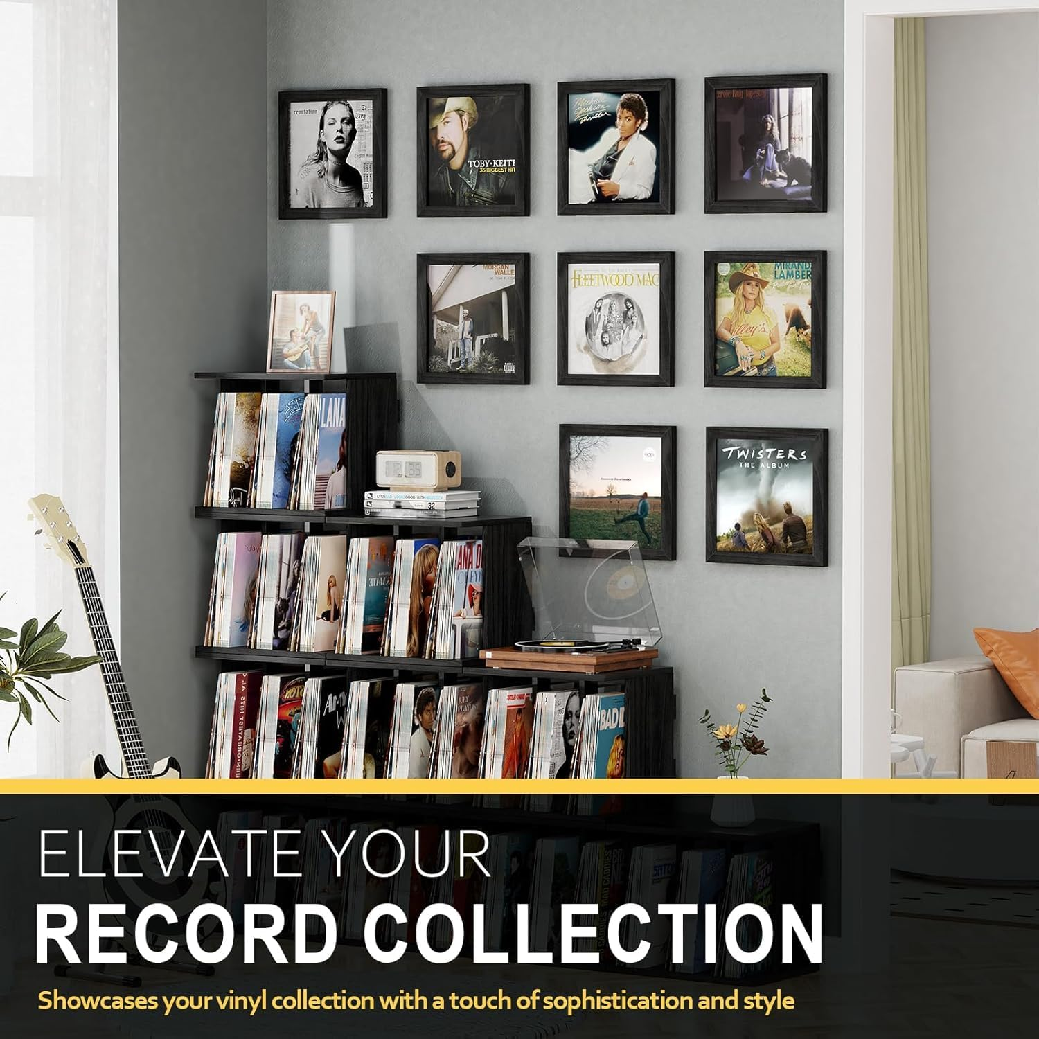 Yoimori Vinyl Record Frame, 3-Pack Record Frame for Vinyl Records Display, Album Frames for 12X12 Inch LP Cover Display (3 Pack/Black) image number 1