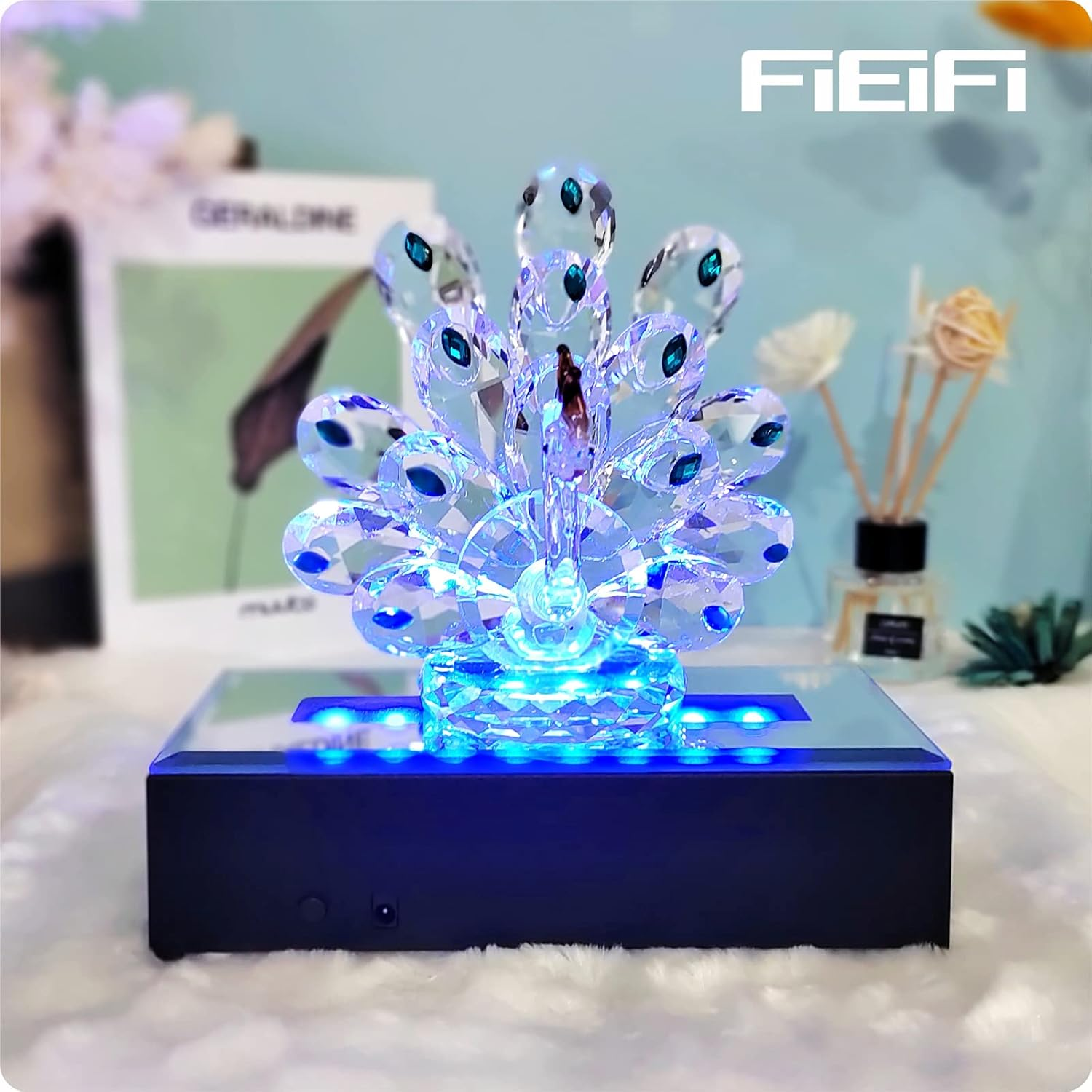 16 LED Light Display Stand Base for 3D Crystal Glass Art,Room Decoration and Holiday Casual Atmosphere Ornament Lamp- 6 Inch Rectangular Illuminated Holder Colorful Lights (Black) image number 1