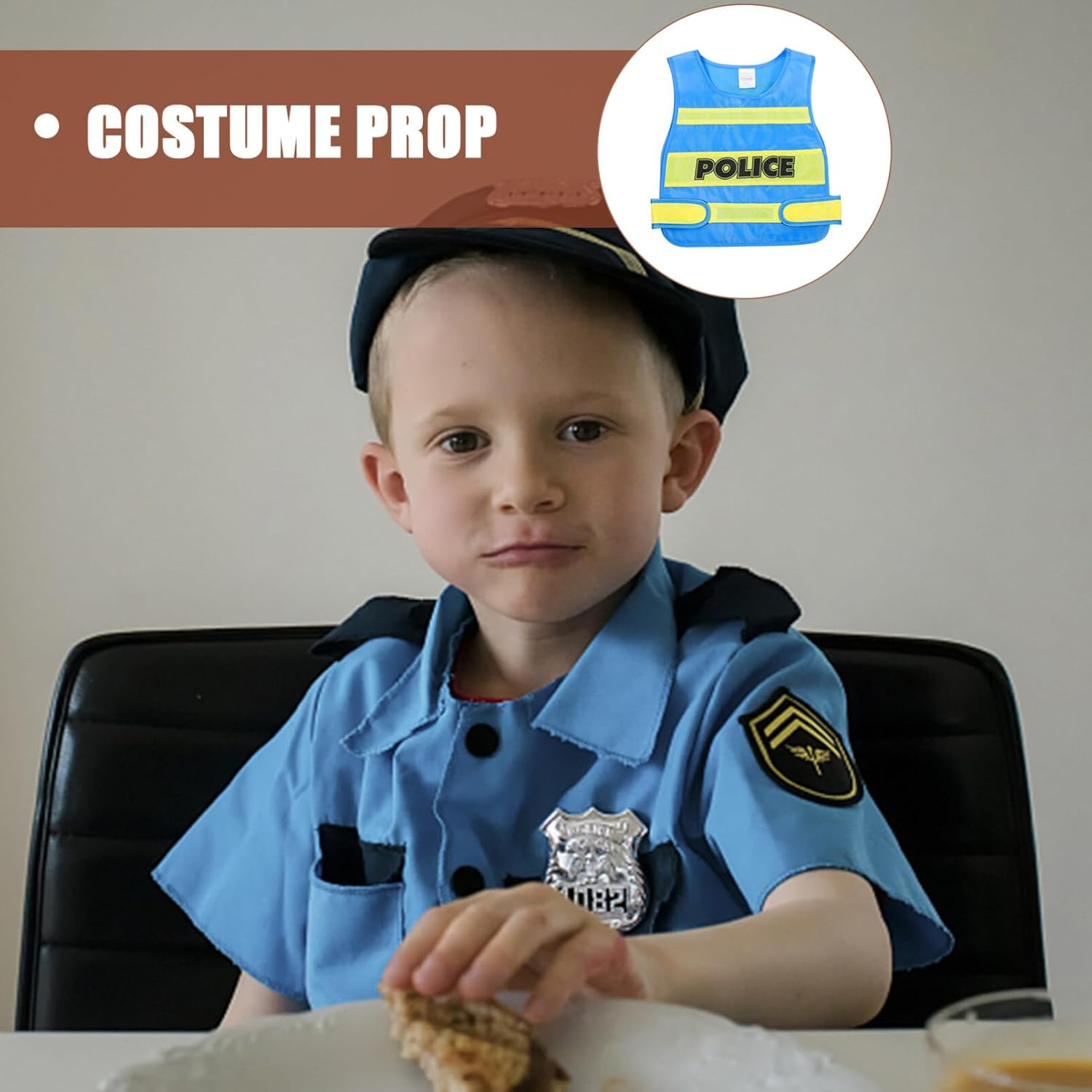 SAFIGLE Police Vest, Police Costume for Kids Police Officer Costume Kids Dress up Costumes Toddler Costumes Cosplay Police Vest for Kids Role Play Costume Supplies for Boys,Girls image number 1