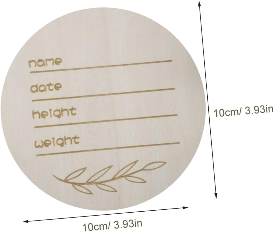 HOODANCOS 12Pcs Wooden Birth Announcement Sign Welcome Newborn Photo Prop Nursery Decorative Name Plate Handwritten round Sign