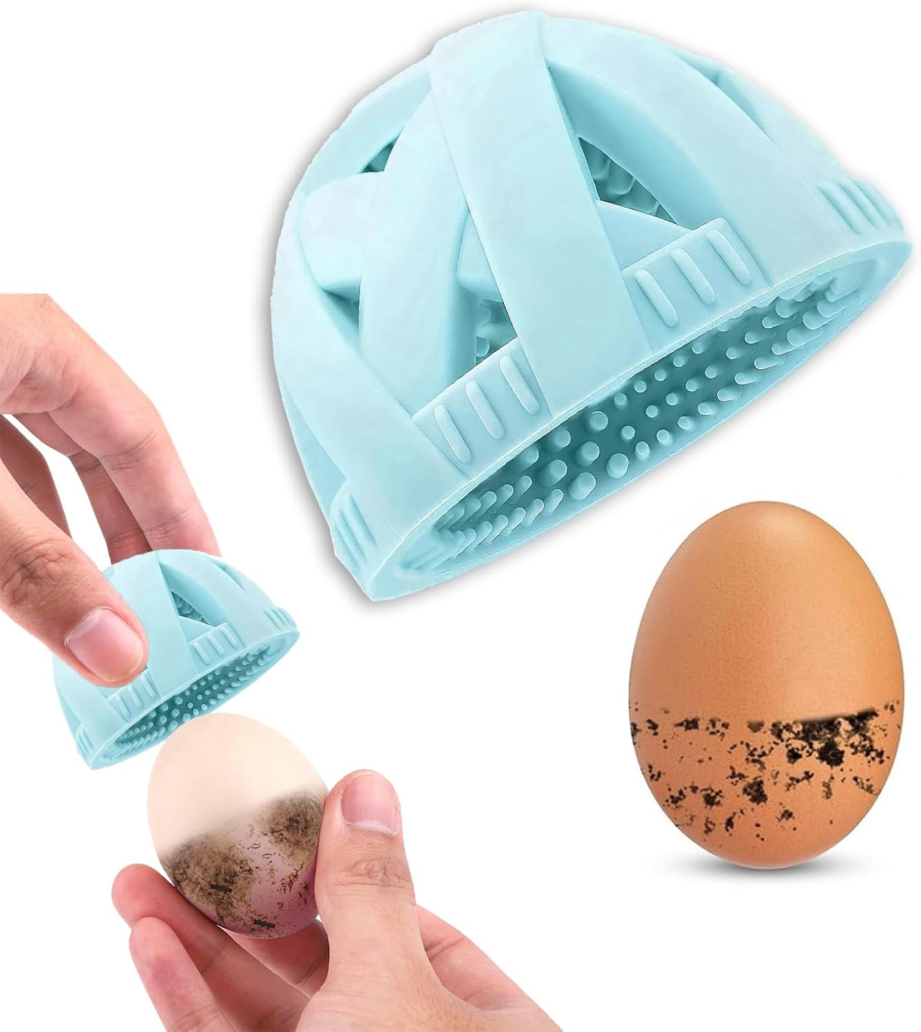 Silicone Egg Cleaning Brush - Reusable Scrubber for Fresh Eggs - Gentle Egg Washer Tool - Effortless Cleaning - Durable and Easy to Use - Blue image number 3