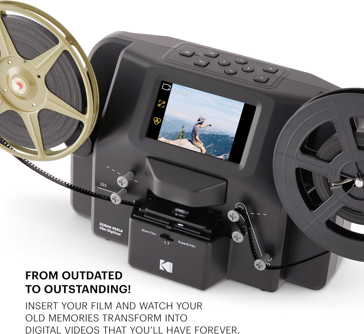 Kodak REELS 8Mm & Super 8 Films Digitizer Converter with Big 5&rdquo; Screen, Scanner Converts Film Frame by Frame to Digital MP4 Files for Viewing, Sharing & Saving on SD Card for 3&rdquo; 4&rdquo; 5&rdquo; 7&rdquo; and 9&rdquo; Reels image number 4