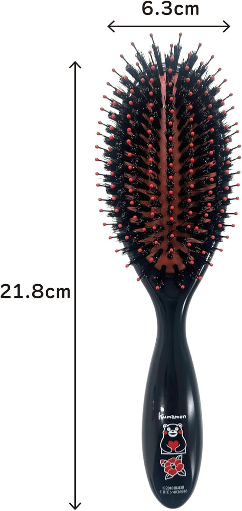 Bess Industry 75345 Hairdresser'S Attention Cushion Brush, Camellia, Kumamon Illustration, Made in Japan, Nylon and Natural Hair Mixing Brush, Hairbrush, Haircomb, Comb, Comb, Beauty Countermeasure image number 2